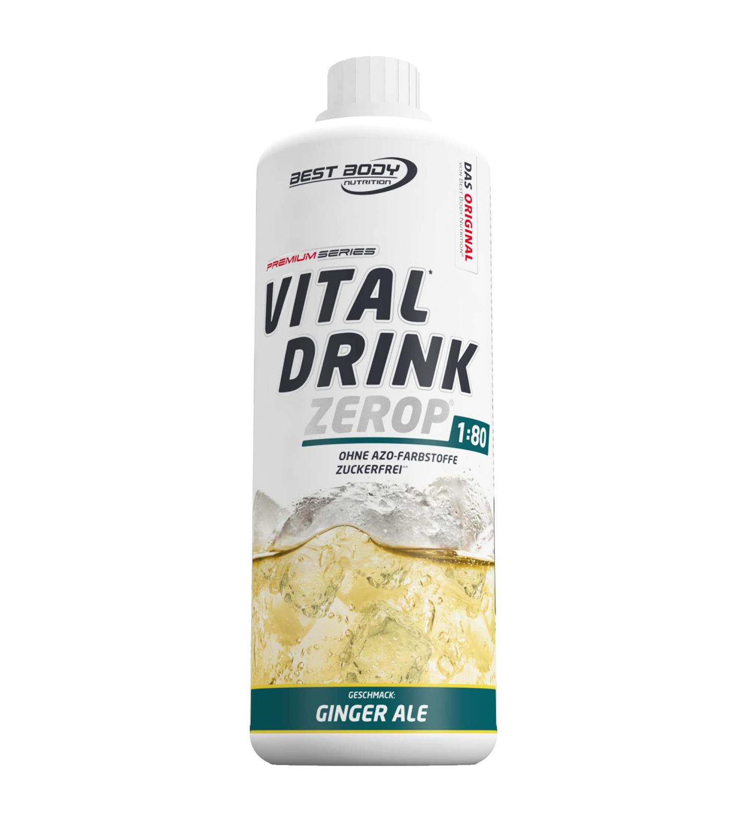 Best Body Nutrition Vital Drink Zerop - Sugar-Free Ginger Ale Concentrate | 1L Makes 80L | Original Beverage Syrup - Buy Online on GoSupps.com