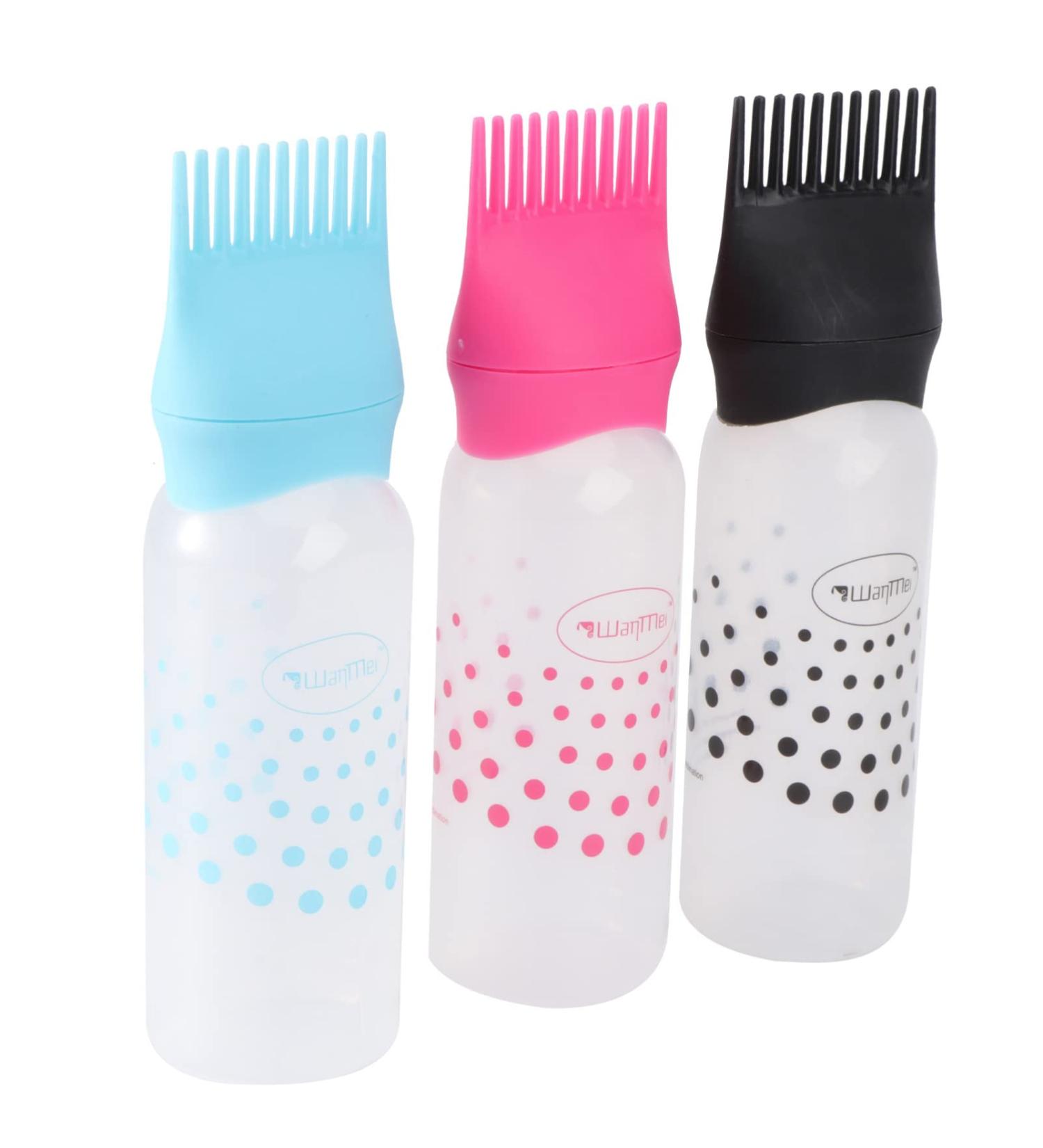 SOLUSTRE Hair Applicator Bottle 3pcs Root Comb Applicator Bottle Hair Color Applicator Bottle Squeezable Hair Oil Bottle Brush for Home Salon Hair Dye (Black Rosy and Blue) Hair Oils As Shown - Buy Online on GoSupps.com