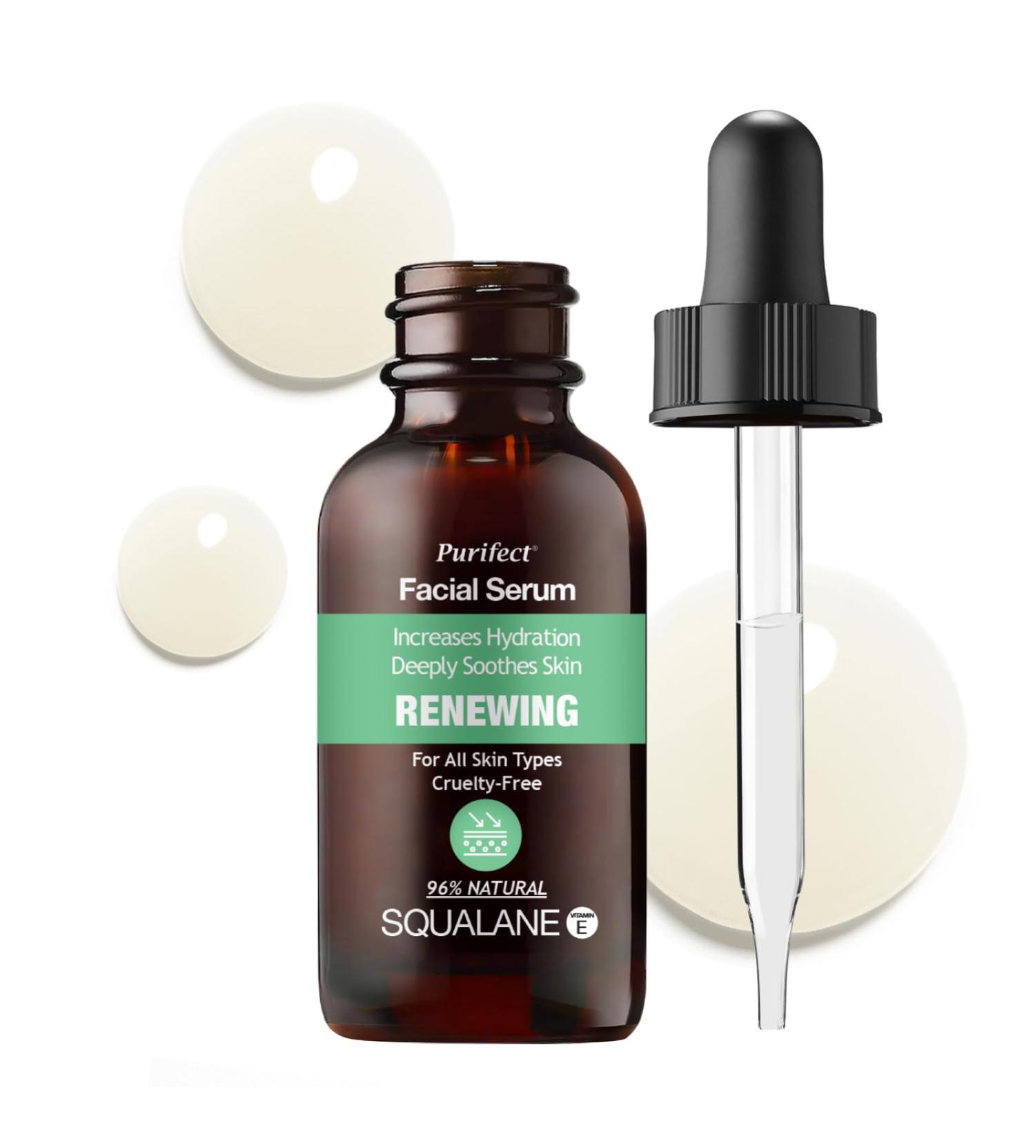Purifect Renewing Squalane Facial Serum Helps Increase Hydration and Deeply Soothes Skin With Arginine and Vitamin E Oil Suitable for All Skin Types 30ml - Buy Online on GoSupps.com