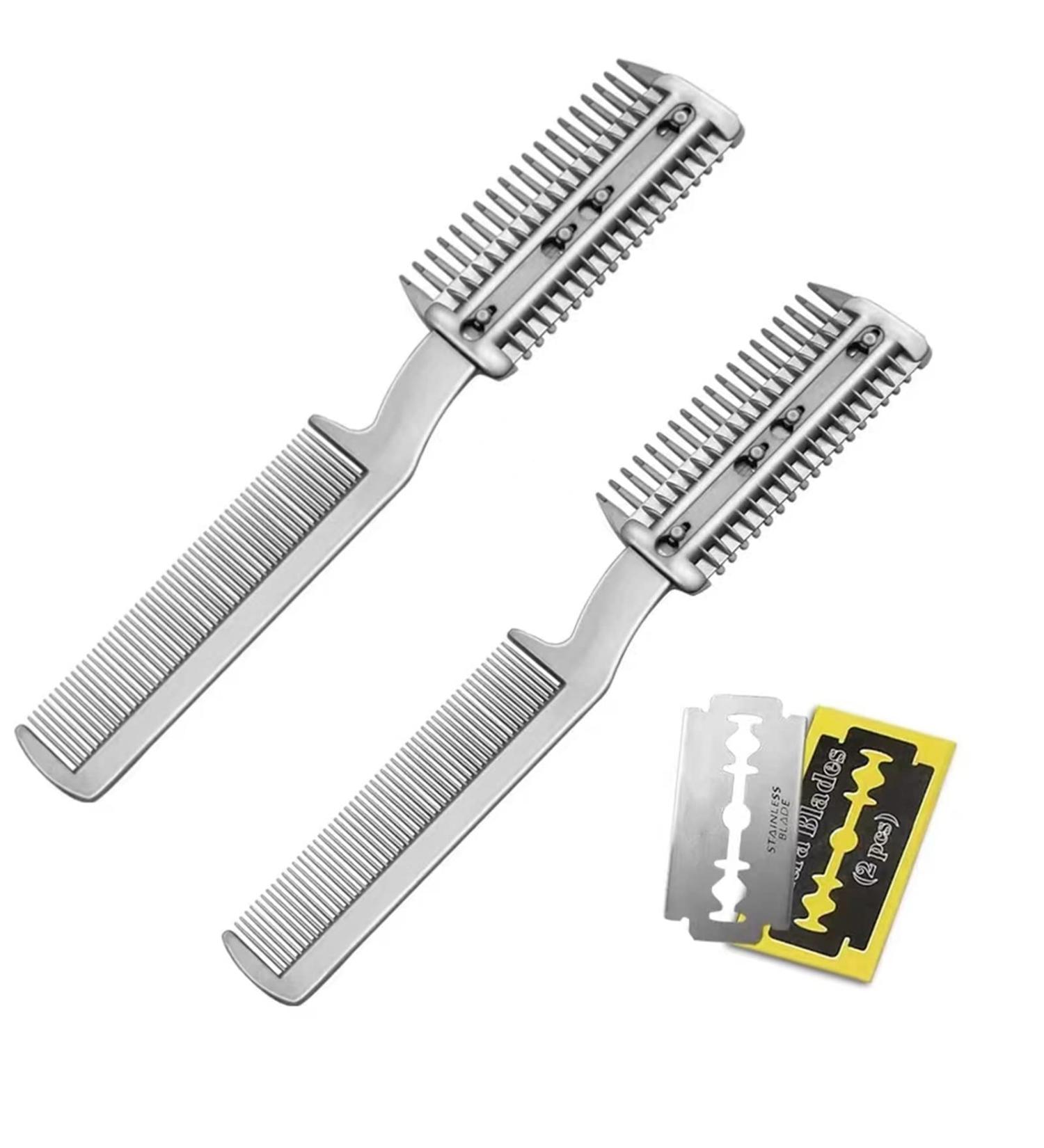 YEGERING 2Pcs Razor Comb for Dogs Pet Hair Shaper Razor Comb Hair Cutter Comb with Blades Razor Comb Double Sides Removal Comb Dual Side Cutting Scissors 17.5x6 centimeter - Buy Online on GoSupps.com
