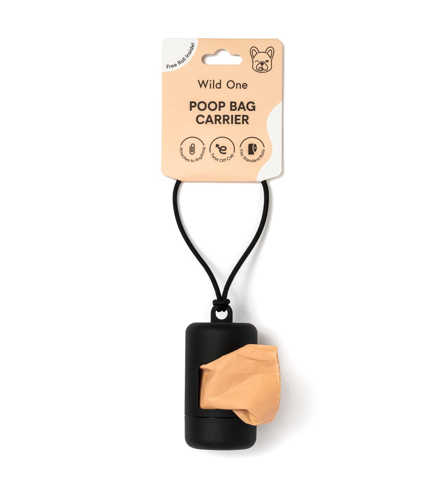 Wild One Dog Poop Bag Holder & Dispenser | Leak Proof & Easy Twist Top | Includes 1 Roll | Black - Buy Online on GoSupps.com