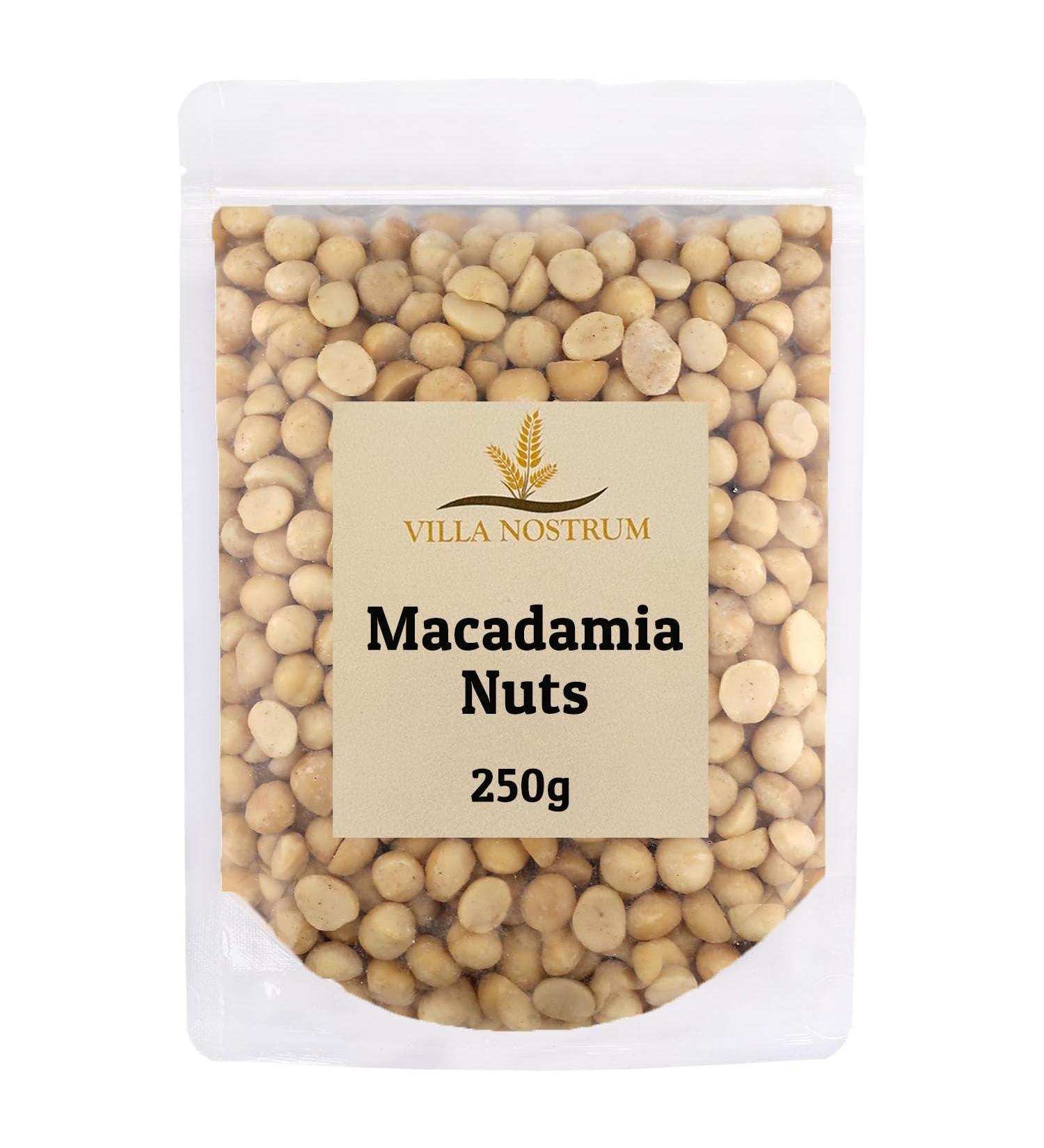 Villa Nostrum Macadamia Nuts 250g: Vitamin & Mineral Rich Superfood | Delicious Buttery Flavor | High Fiber Snack - Buy Online on GoSupps.com