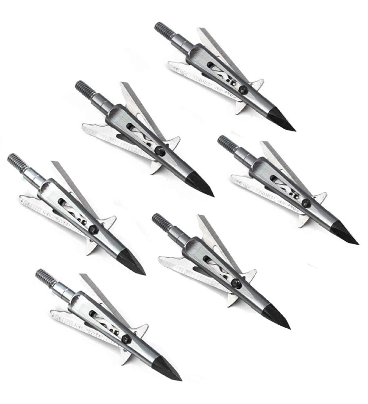 JIANZD 3 Blades Hunting Broadhead 100 Grain Arrow Heads - 6Pcs Silvery Kill-B Compatible with Traditional & Compound Bows - Buy Online on GoSupps.com