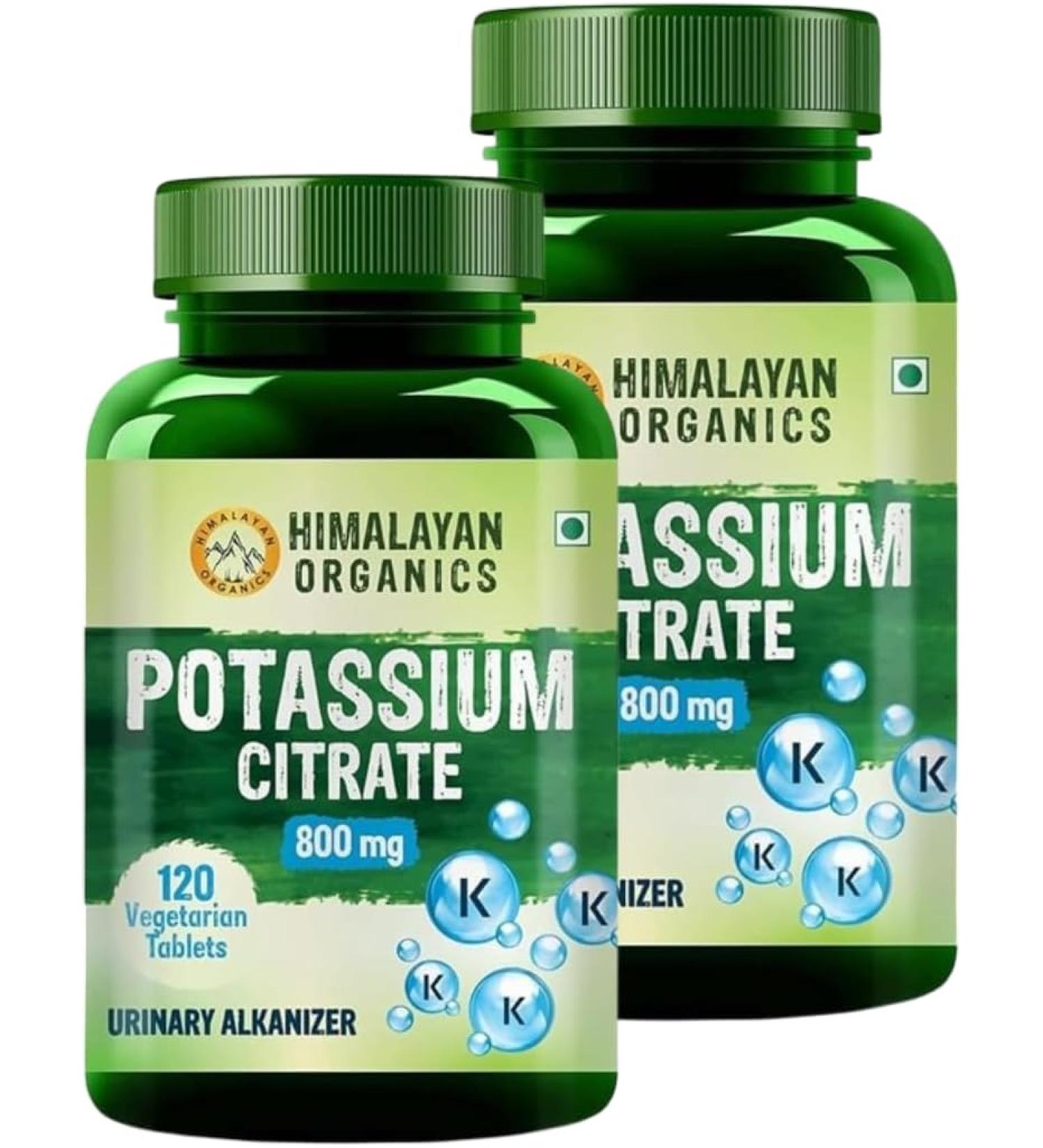 Organic Potassium Citrate 800mg Supplement | Muscle Joint & Bone Health | Good for Men & Women - Pack of 2 - Each Contains 120 Veg Tablets. - Buy Online on GoSupps.com