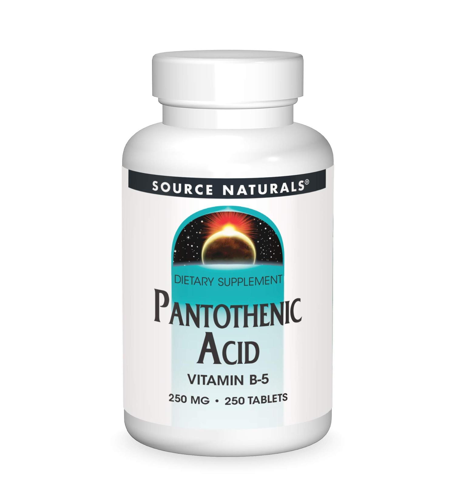 Source Naturals Pantothenic Acid 250 mg - 250 Tablets for Energy & Metabolism - Buy Online on GoSupps.com