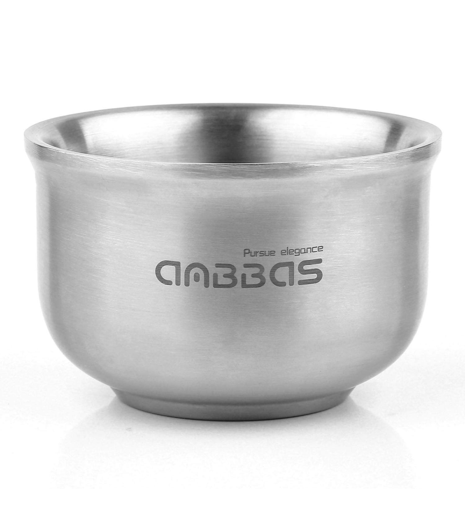 Anbbas 4.1" Lathering Foam Shaving Bowl - 3-Layer Heat Preservation Food-Grade 304 Stainless Steel Mug for Men s Close Shave - Buy Online on GoSupps.com