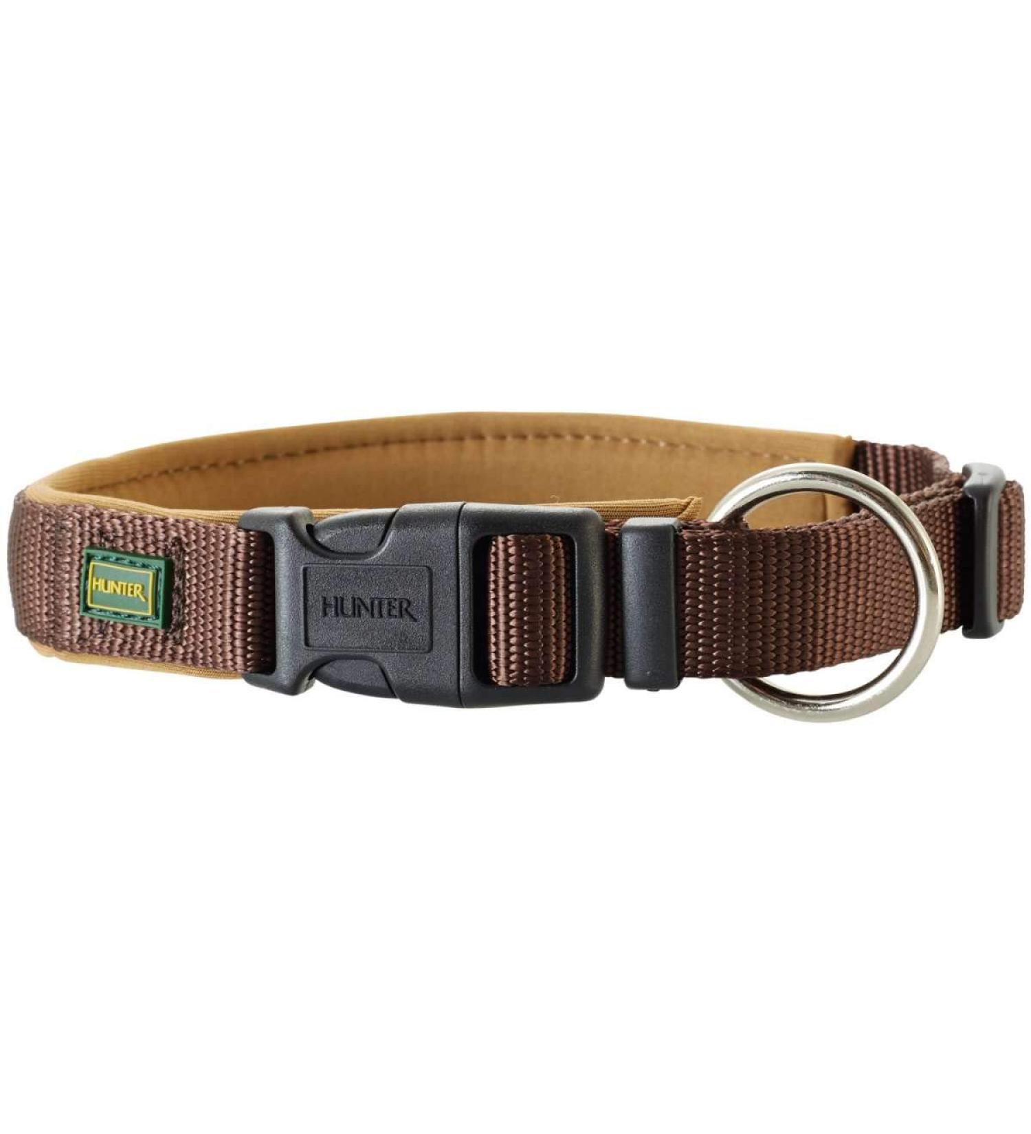 Hunter neoprene Vario plus neck dog collar nylon padded with neoprene 35-40/2.0 (S-M) brown/caramel 35-40/2.0 (S-M) brown/caramel