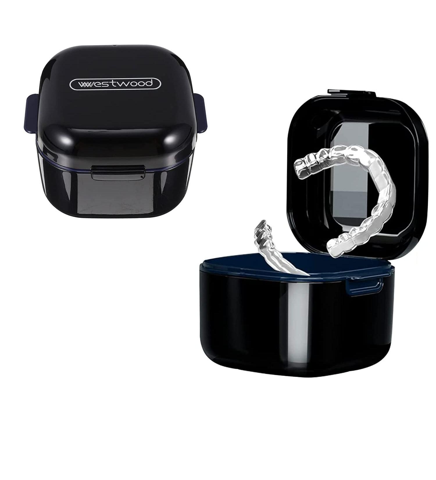 Zalati Denture Box | Portable & Hygienic Storage for Artificial Teeth | Black | Includes Sieve & Brackets - Buy Online on GoSupps.com