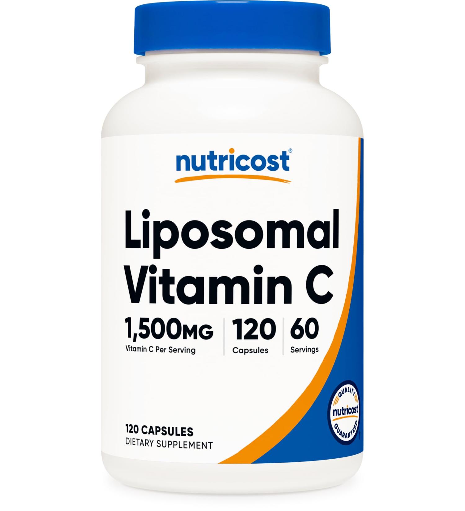 Nutricost Liposomal Vitamin C (1500mg) 120 Vegan Capsules - GMO-Free Gluten-Free 60 Servings - Buy Online on GoSupps.com