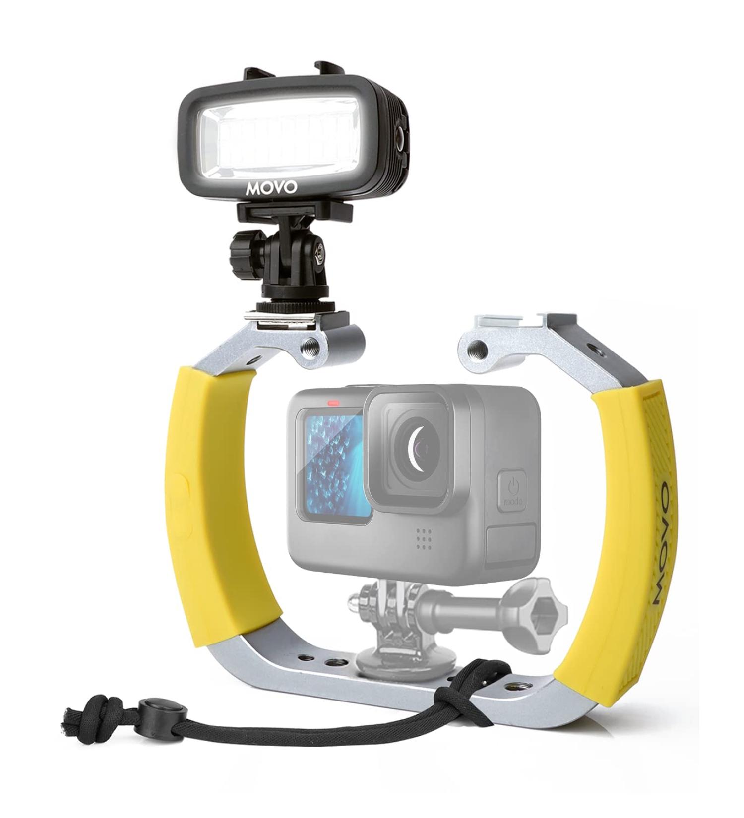 Movo DiveRig4 Diving Rig Bundle with Waterproof LED Light - GoPro and DJI Osmo Action Cam Compatible - Scuba Accessories for Underwater Photography - Buy Online on GoSupps.com