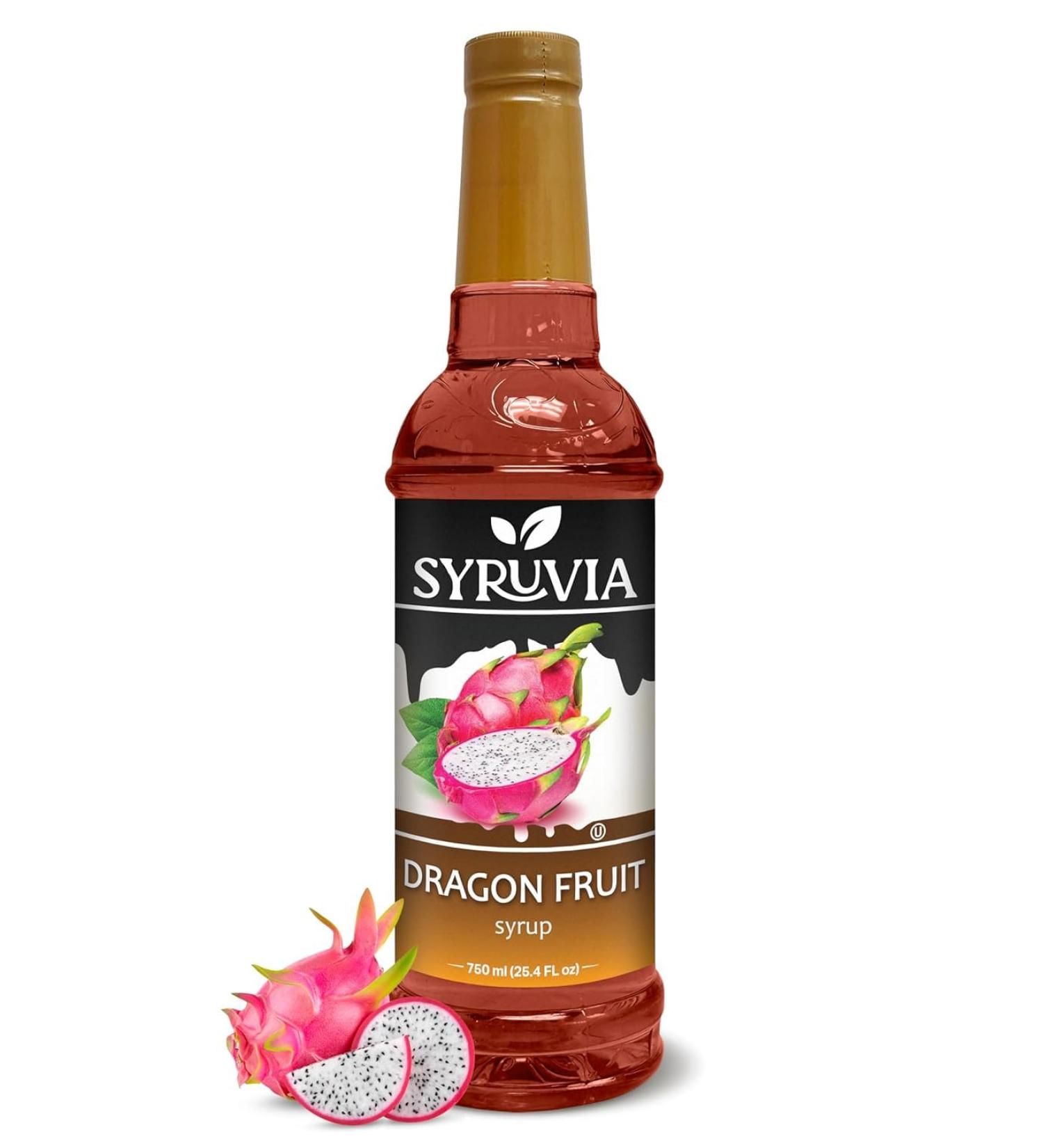 Syruvia Dragon Fruit Syrup - Premium Flavoring Syrup for Tea Italian Sodas Beverages Desserts Ice Cream Cocktails & Mocktails - Kosher Gluten Free - 25.4 fl oz. - Buy Online on GoSupps.com