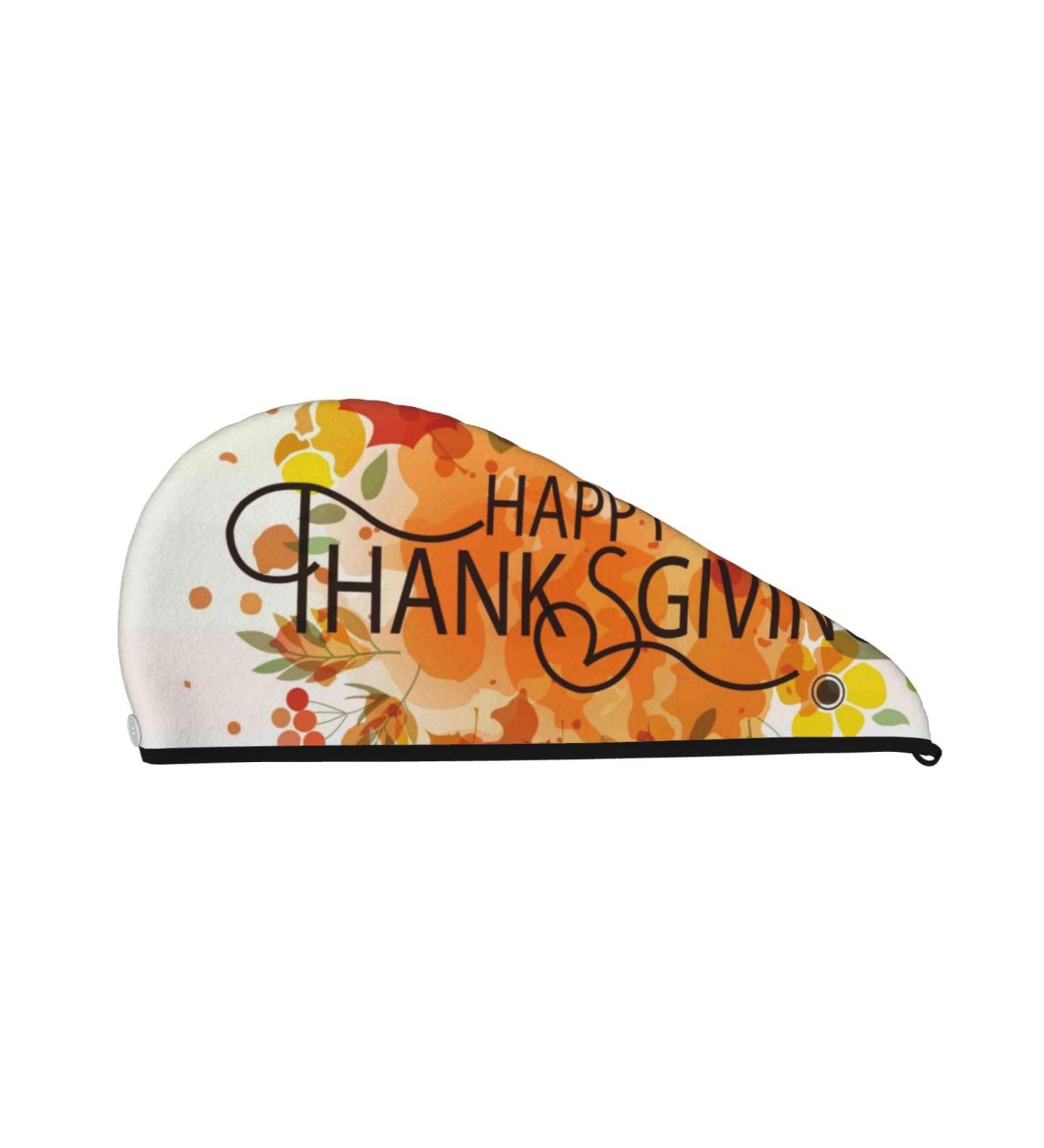 Happy Thanksgiving Microfiber Hair Towel | Super Absorbent Coral Velvet Hair Wrap for Long Curly & Thick Hair - Quick Dry Solution for Women - Buy Online on GoSupps.com