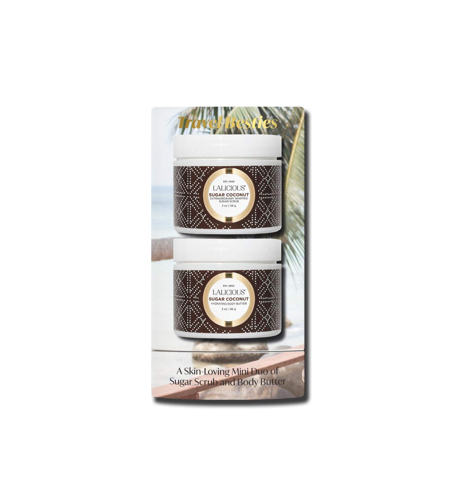 LaLicious Sugar Coconut Travel Besties Set - Whipped Sugar Scrub & Body Butter Gift Set for Moisturized, Hydrated, and Nourished Skin - Buy Online on GoSupps.com