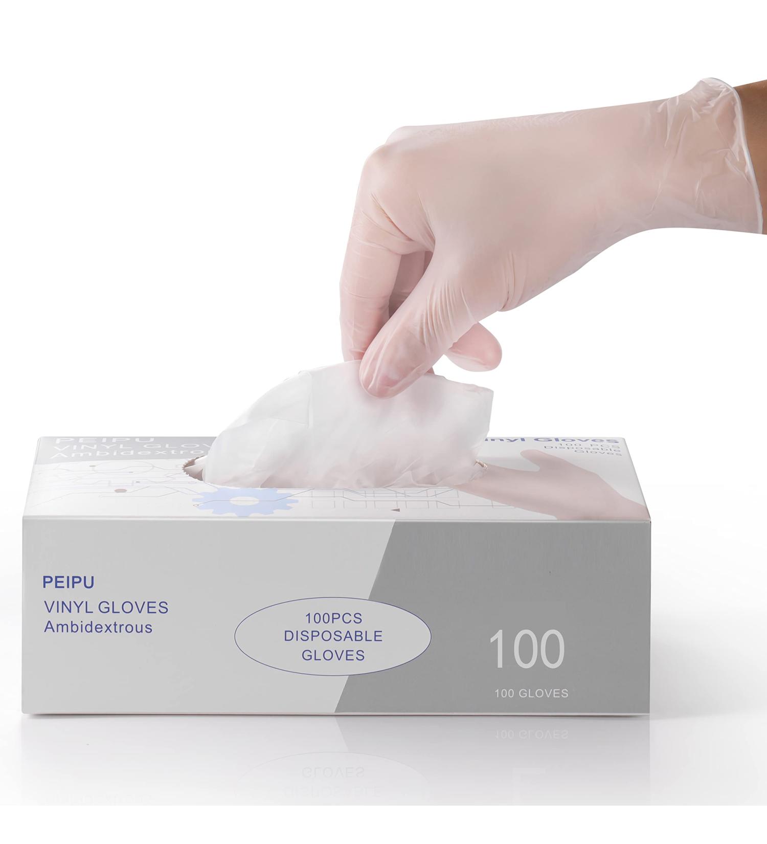 PEIPU Vinyl Disposable Gloves Powder Free - Latex Free Medium 100 Pack for Cleaning Service - Buy Online on GoSupps.com