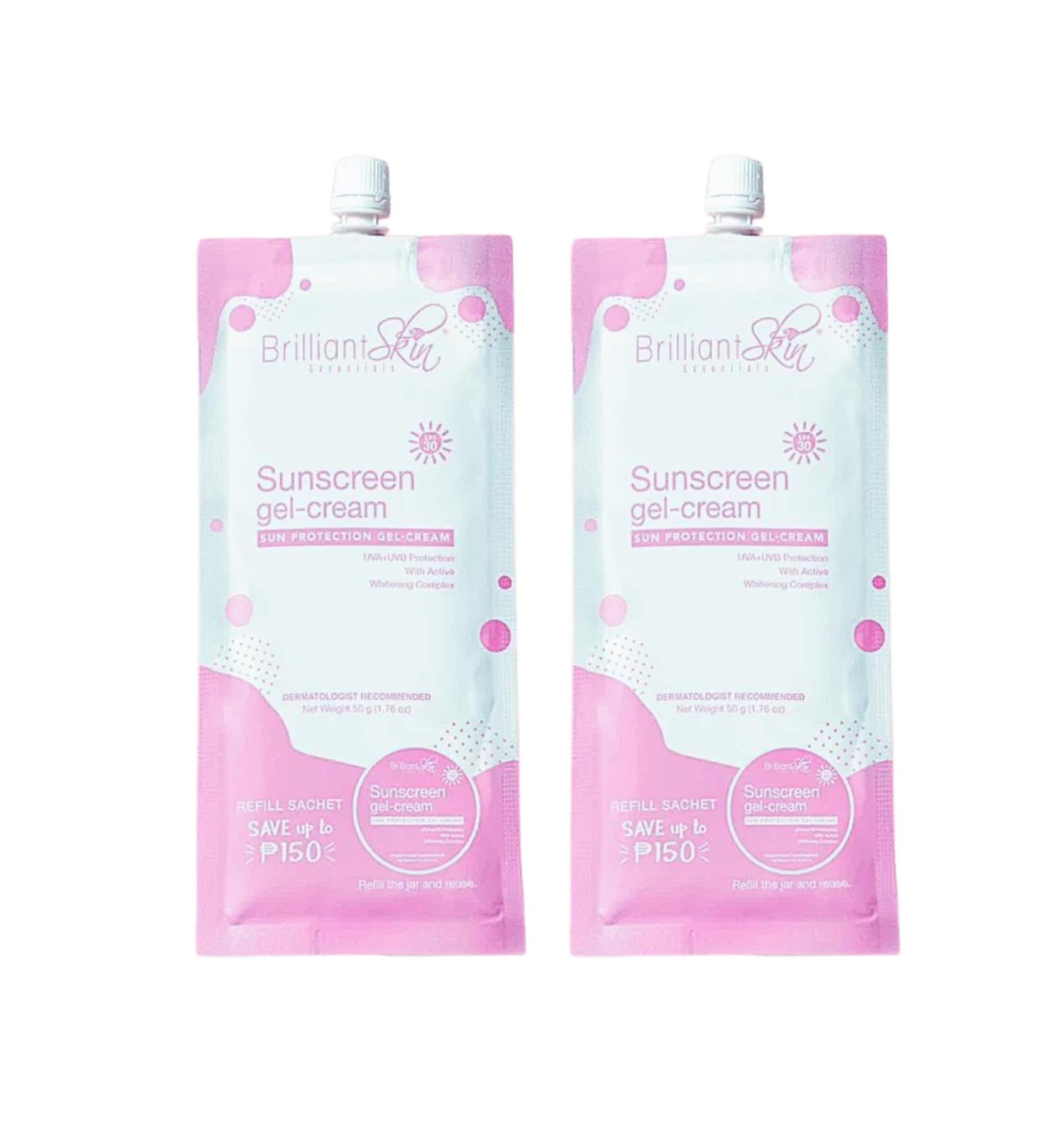 Brilliant Skin Sunscreen Gel-Cream Refill Sachets 50g Pack of 2 - Buy Online on GoSupps.com