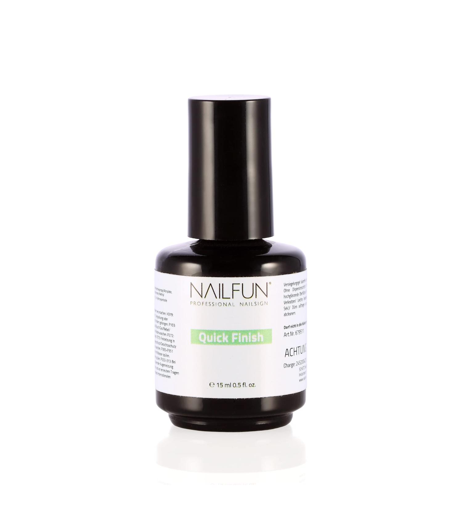 Nailfun UV Quick Finish 15ml - High-Gloss Sealing Gel for Gel Nails Acrylics & Shellac - No Sweat Layer Flexible & Thin-Flowing Gel - Buy Online on GoSupps.com