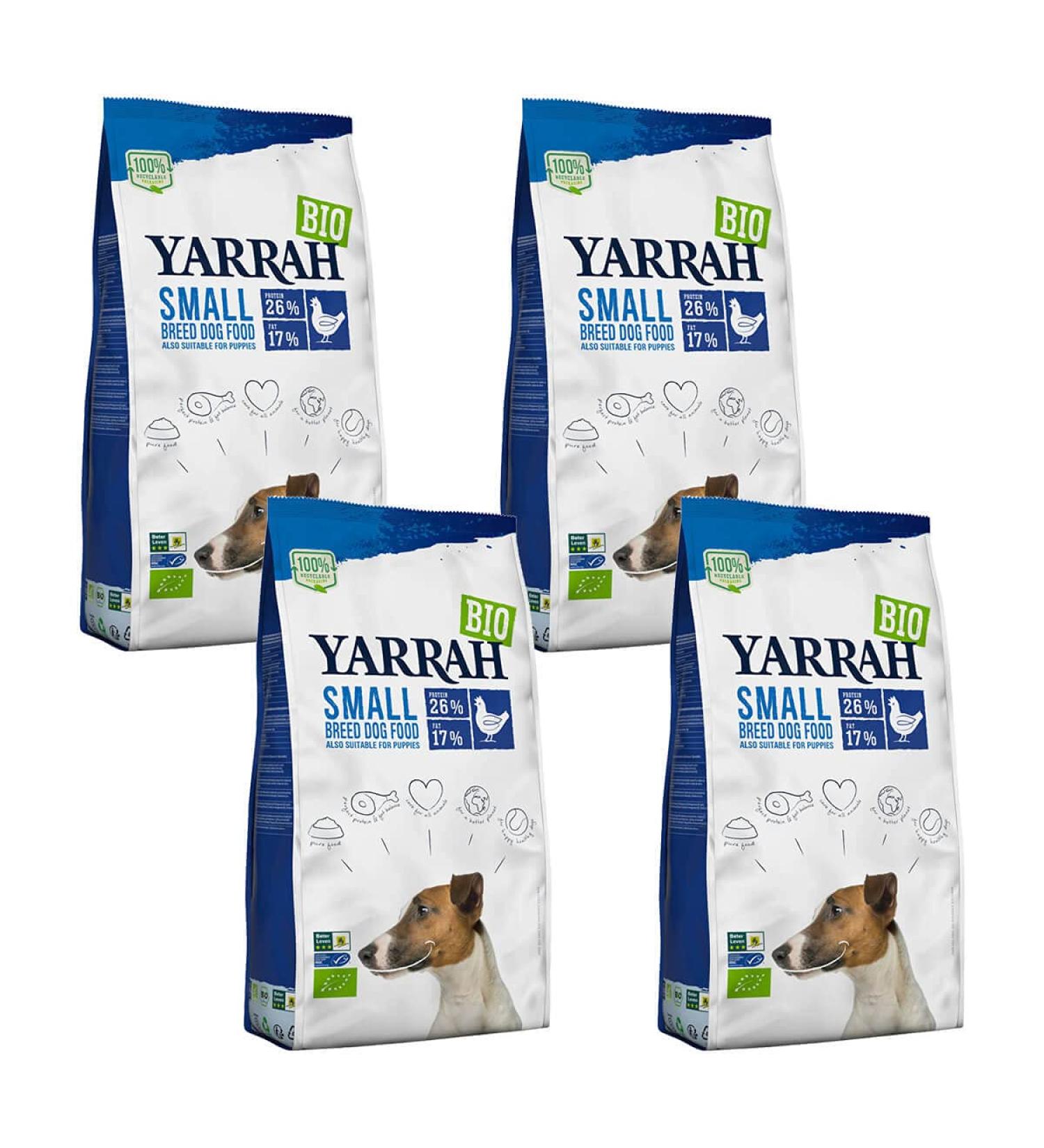 Yarrah - Organic Dry Dog Food with Chicken for Small Breeds - 2 kg - Pack of 4