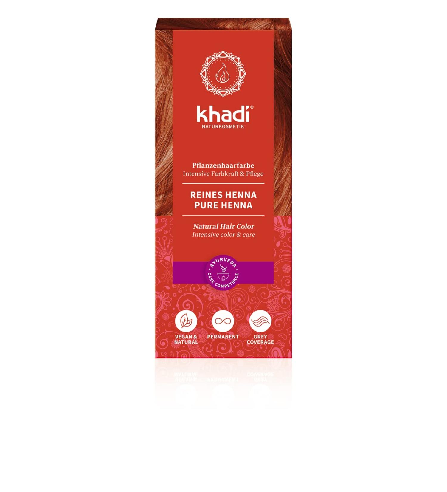 Khadi Pure Henna Hair Colour - Exciting Orange Red to Intense Flame Red Natural Hair Dye 100g (Vegan & Natural) - Buy Online on GoSupps.com