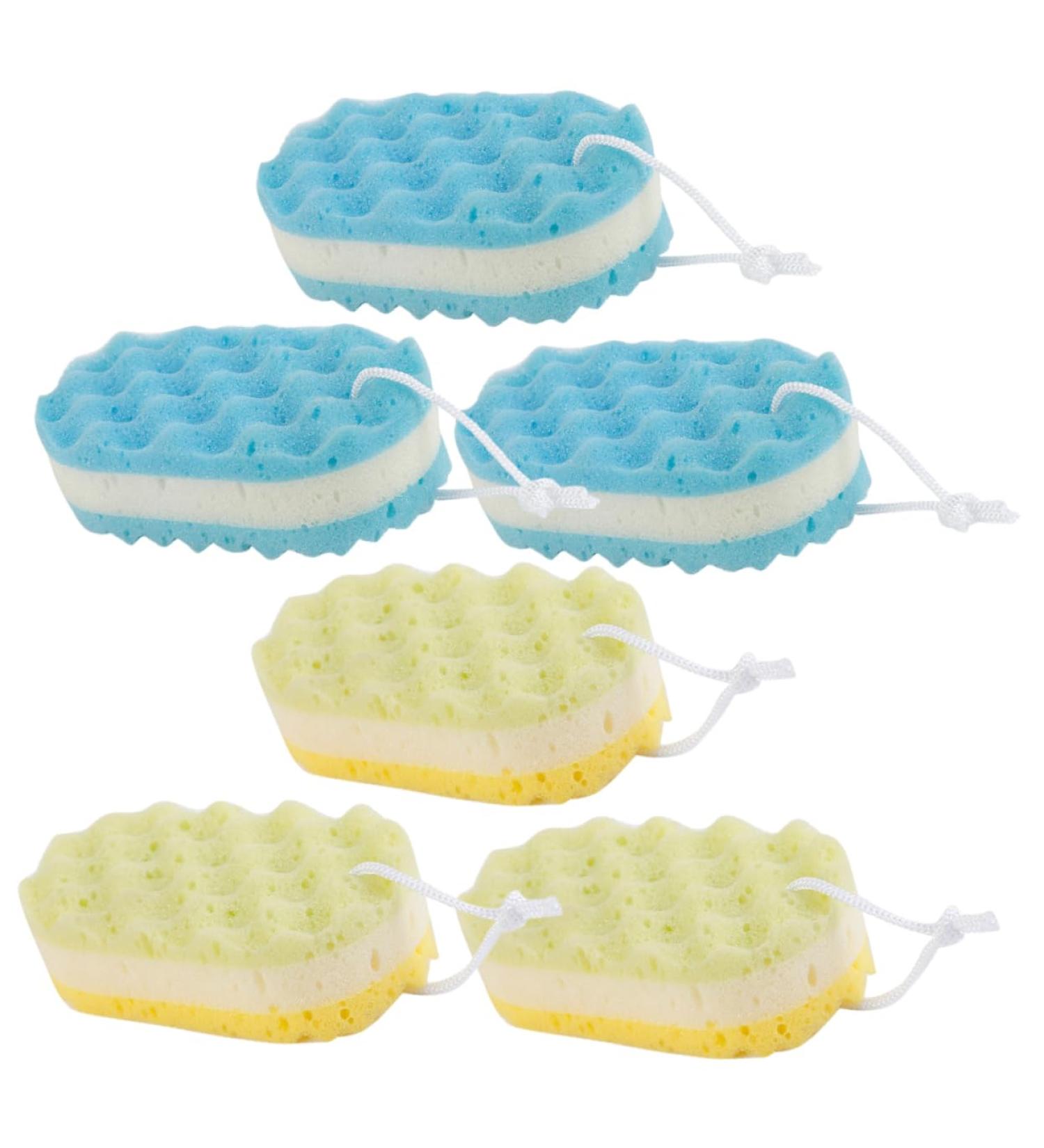 Healeved 6pcs Three Layer Bath Sponge Set | Exfoliating Loofah and Body Scrubber for Dead Skin Removal - Perfect for Shower & Bath - Buy Online on GoSupps.com