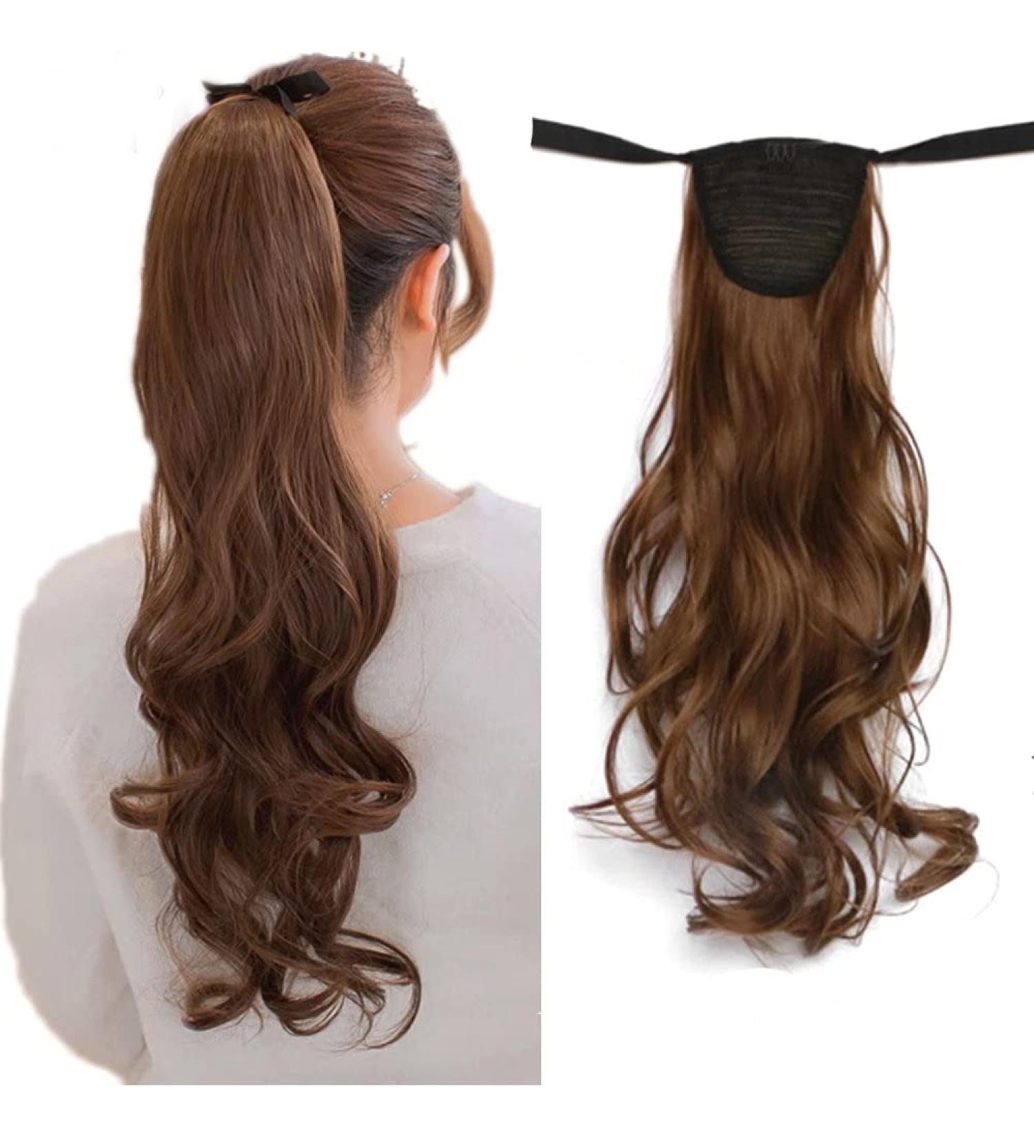 iLUU #12 Golden Brown Ponytail Extensions 20 Inch 90 g Wavy Curly Tie Up Ponytail Clip in Hair Extensions Hairpiece Tie Extension Natural Synthetic Fibre Hair for Girls Women - Buy Online on GoSupps.com