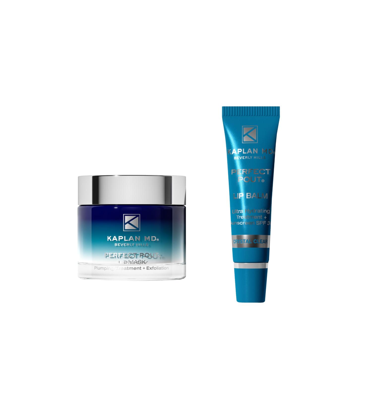 Perfect Pout XL - Full Size Lip Mask + Lip Balm Set (Shade: Crystal Clear)