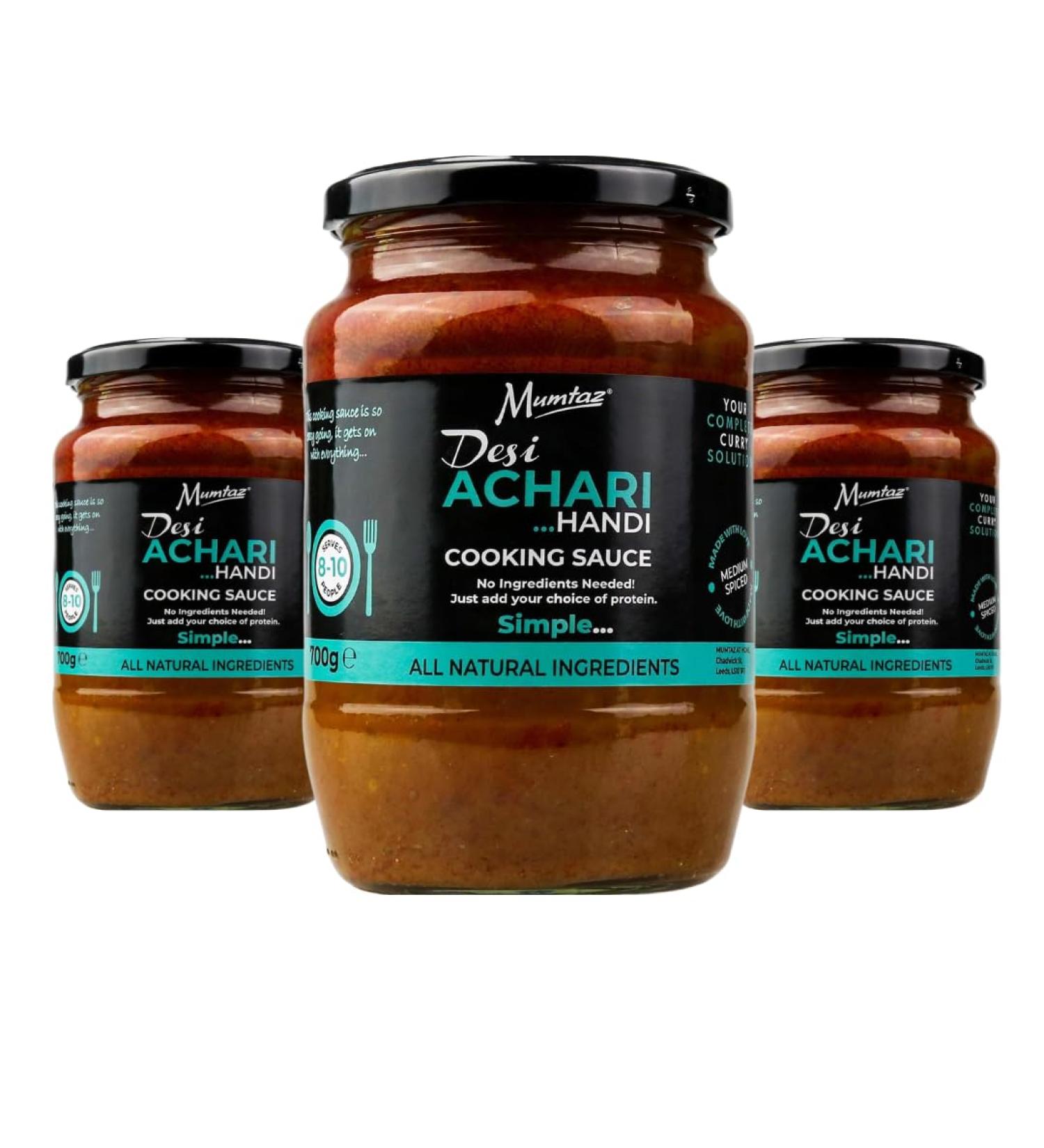 Mumtaz DESI ACHARI Indian Curry Cooking Sauce 700g Pack of 3 Restaurant Quality at Home - Medium Spiced Serves 8-10 - All Natural Ingredients- Gluten Free- Vegetarian Friendly. - Buy Online on GoSupps.com