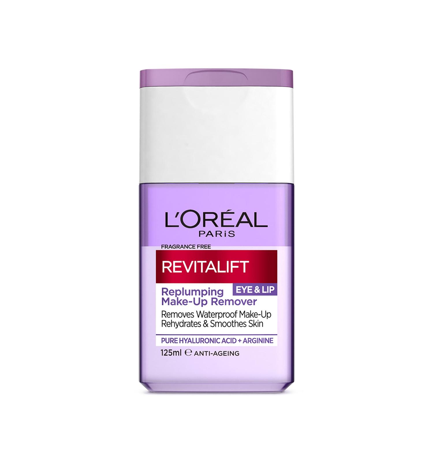 L'Oreal Paris Revitalift Filler Hyaluronic Acid Fragrance Free Plumping Eye & Lip Waterproof Makeup Remover suitable for Sensitive Skin - Buy Online on GoSupps.com