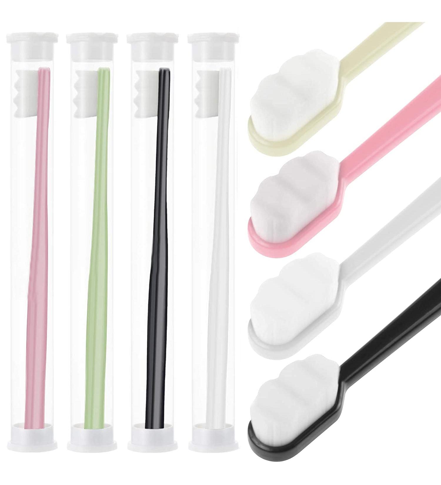 Extra Soft Toothbrush for Sensitive Gums - 20000 Soft Nano Bristles for Pregnant Women, Elderly, Adults, Kids - Ideal for Braces - Available in Black, White, Green, Pink - Buy Online on GoSupps.com