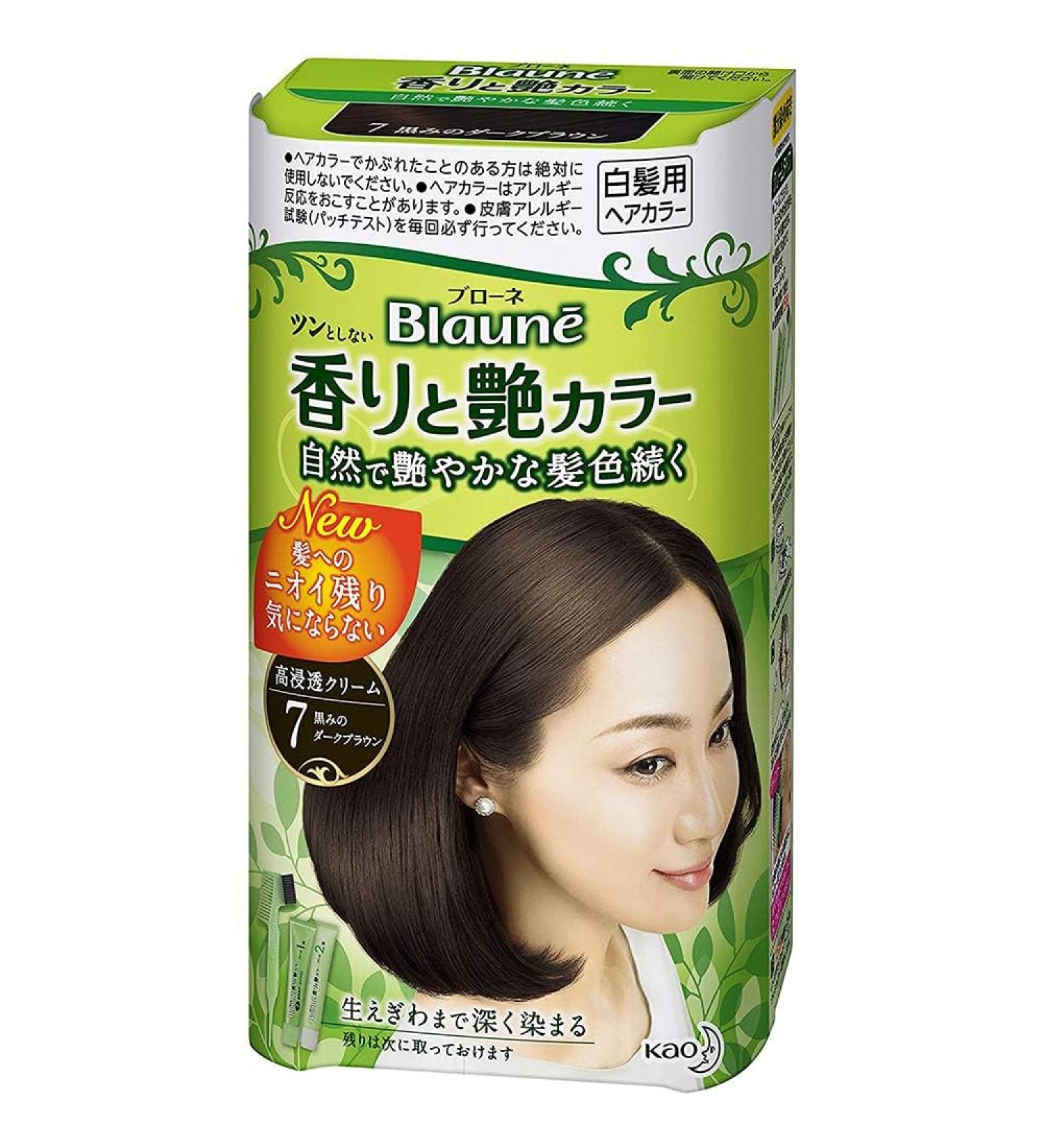Kao Blaune Fragrance and Gloss Hair Color Cream - 7 Dark Brown (Green Tea Set) - Buy Online on GoSupps.com