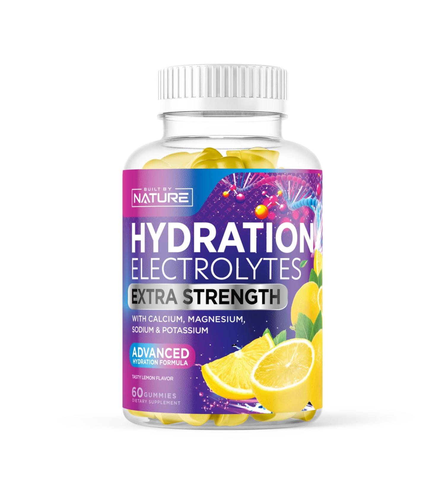 Built by Nature Hydration Electrolyte Gummies Electrolyte Gummies for Hydration & Dehydration Support 60 Gummy