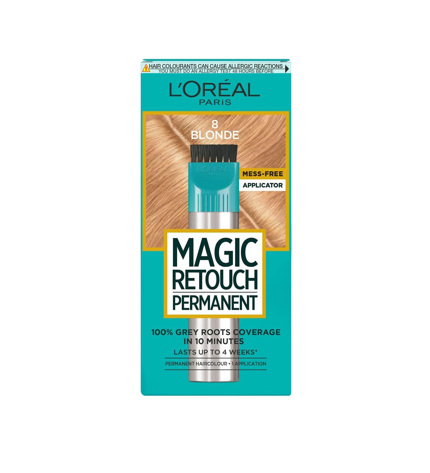 L'Or al Paris Magic Retouch Permanent Root Concealer Touching Up Grey Hair Dye Blonde 8 MAGIC RETOUCH PERMANENT 8 BLONDE 95 g (Pack of 1) - Buy Online on GoSupps.com