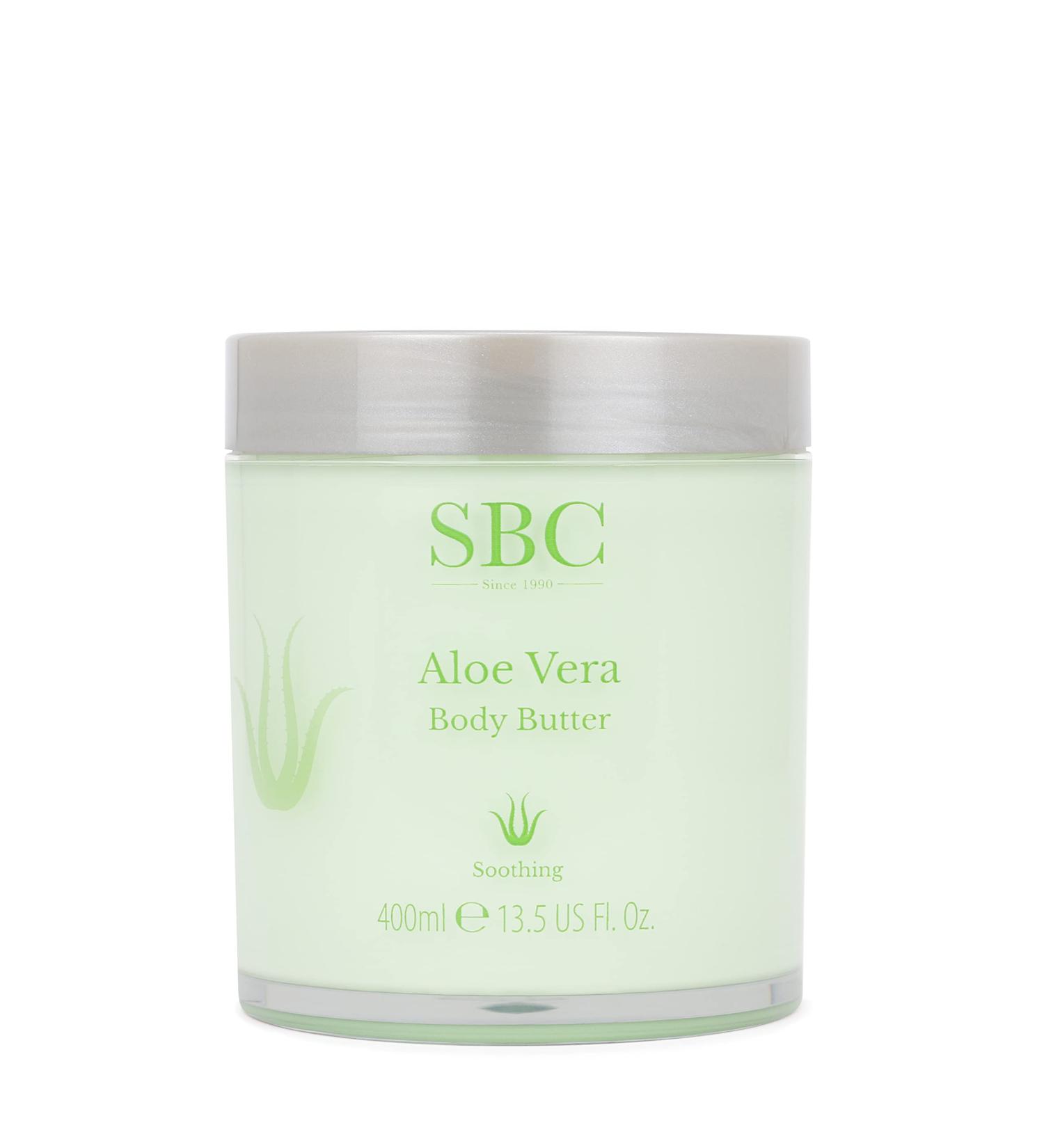 SBC Skincare Aloe Vera Body Butter - 400ml | Hydrating Aloe Vera Body Lotion | Cooling Aloe Vera Cream For All Skin Types | Vegan Friendly Body Lotion - Buy Online on GoSupps.com