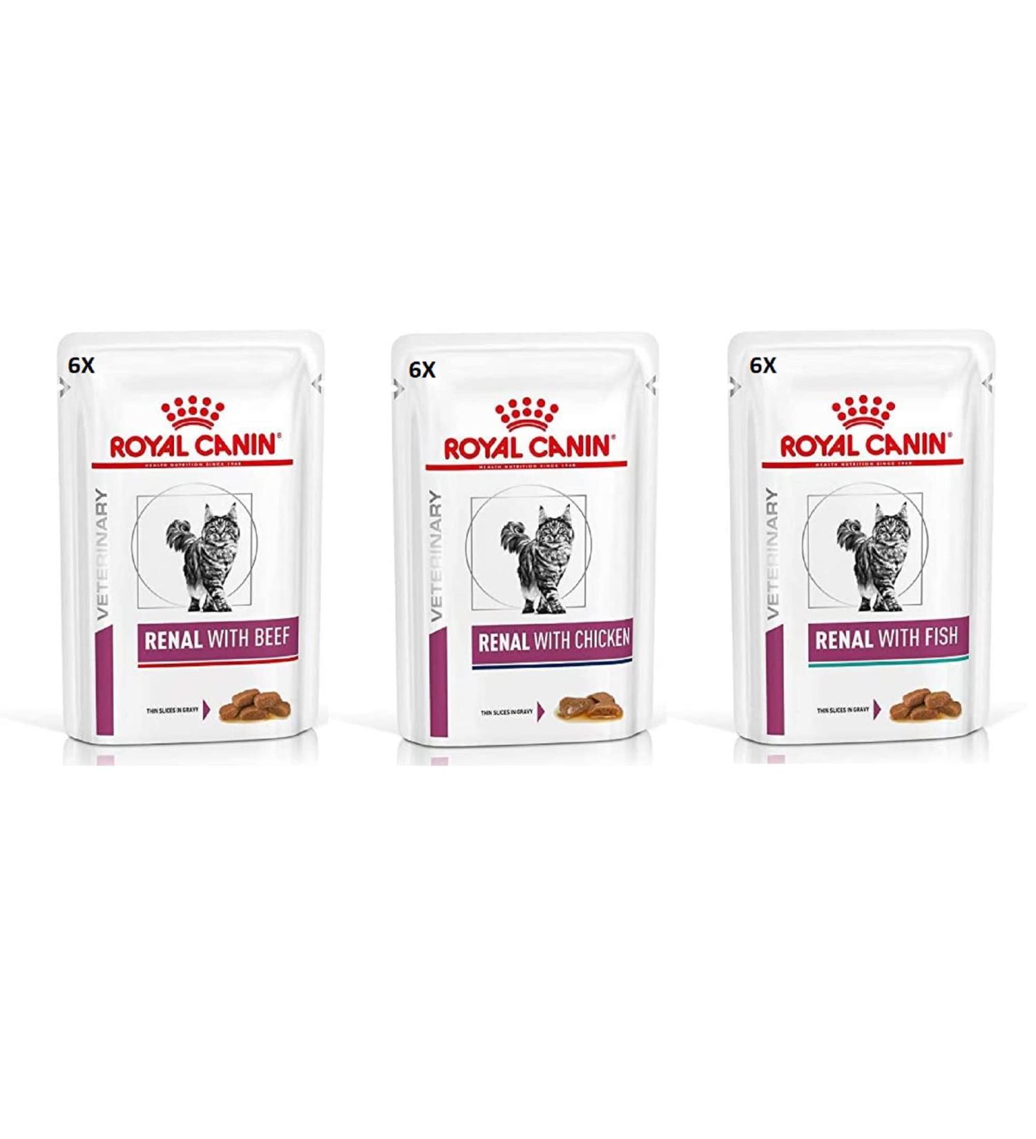 Royal Canin Feline Renal Mix of Tuna Chicken Beef Cat Food each 85g (Pack of 18) Tuna 85 g (Pack of 18)