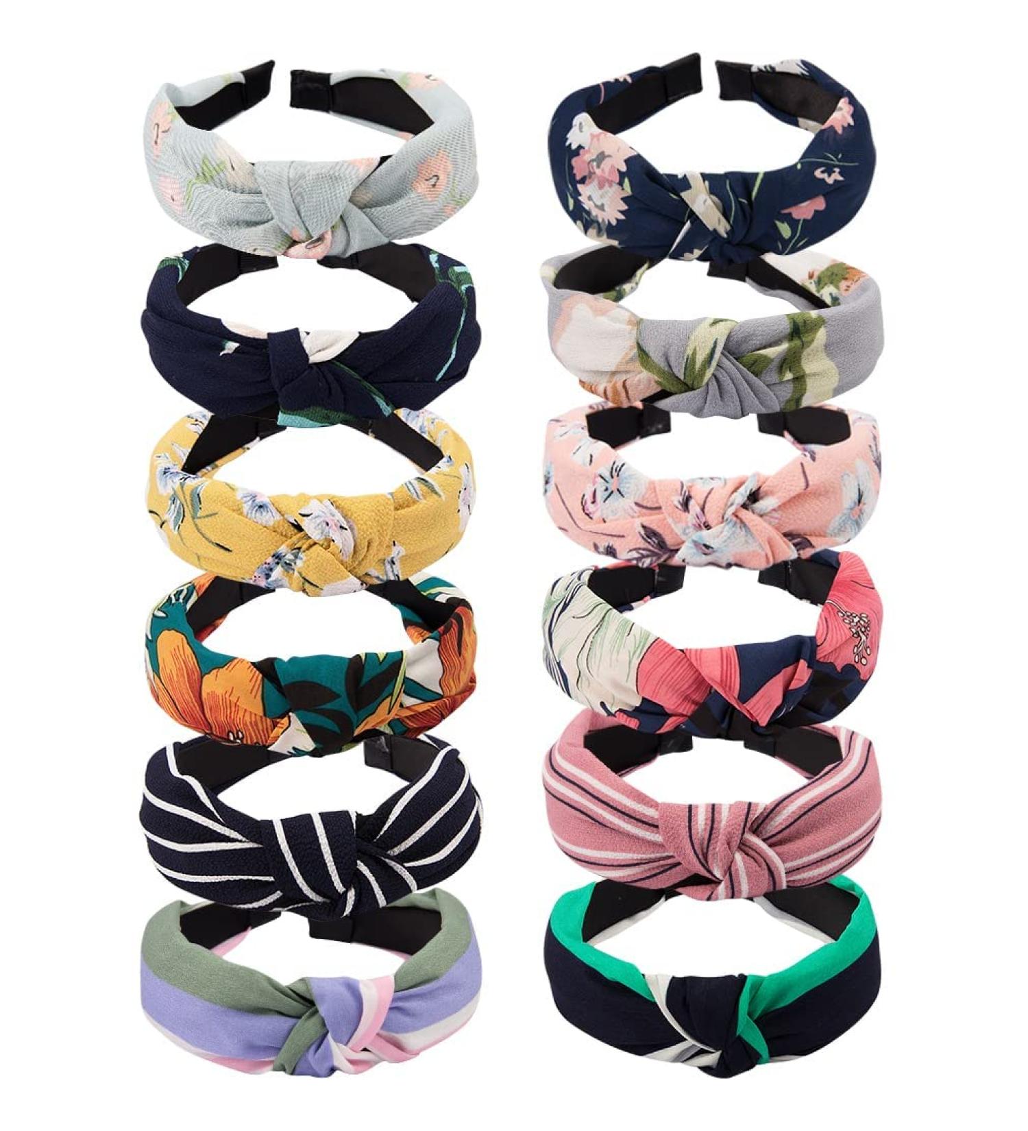12 Pack Wide Knot Headbands for Women - Elastic Turban Boho Hair Accessories - Buy Online on GoSupps.com