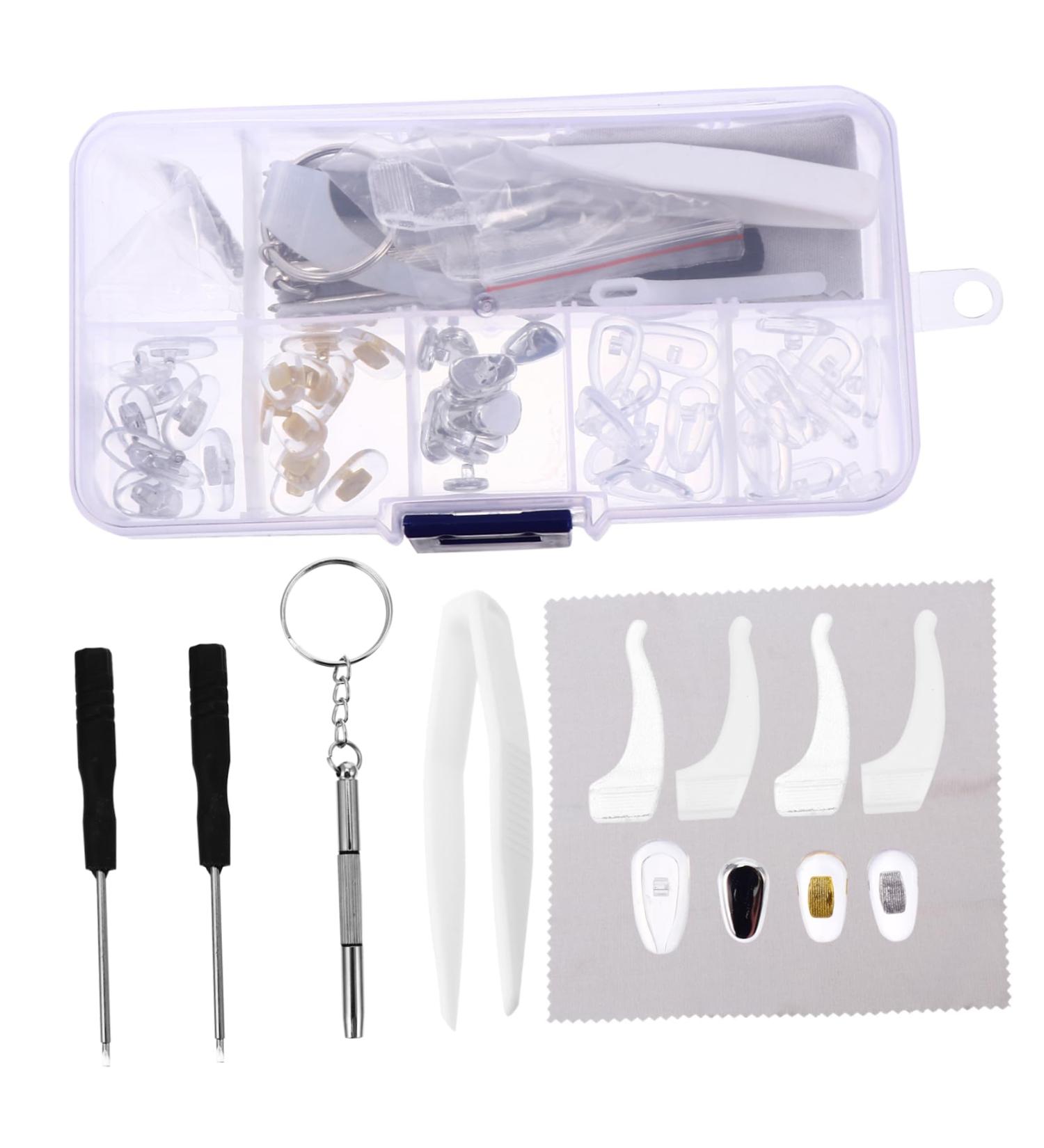 Kombiuda Accessories Box for Nose Pads & Glasses Repair Tool Set - Complete Screwdriver Kit for Sunglasses & Eyeglasses - Buy Online on GoSupps.com