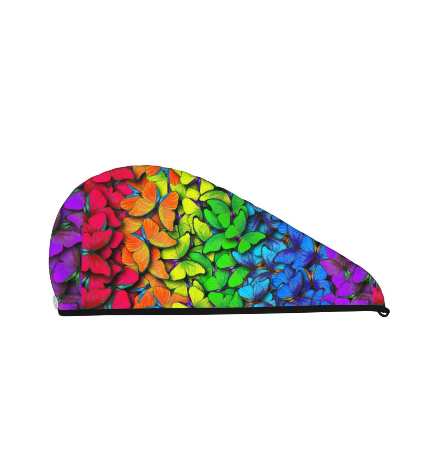 Hair Towel Wrap - Quick-Drying Turban for Effortless Hair Drying | Multicolored Butterflies Design - Buy Online on GoSupps.com