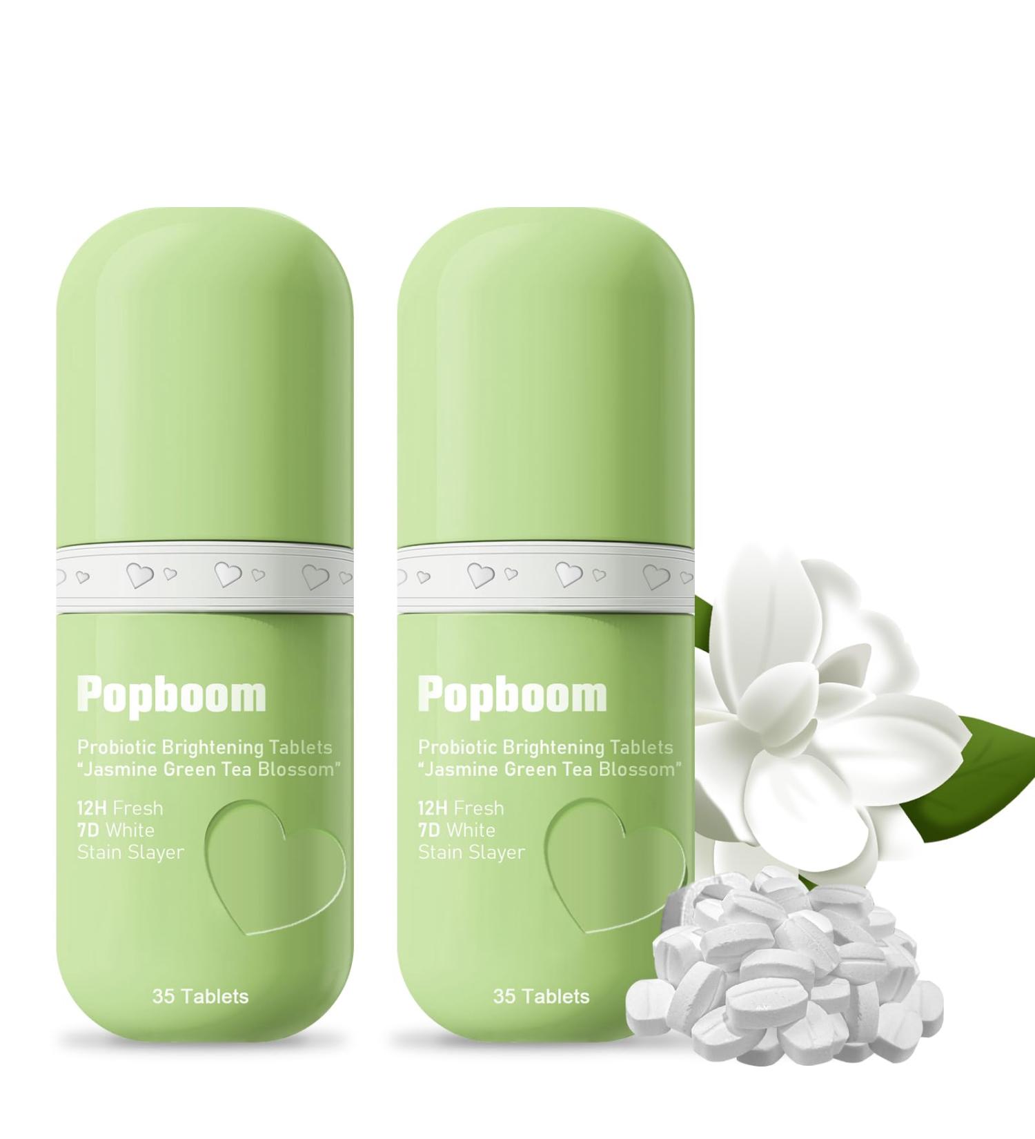Popboom Probiotic Travel Size Mouthwash Tablets for On-The-Go Oral Care Teeth Whitening Mouthwash Tablets for Fresh Breath Instant Freshness for Date-Night (70 Tablets) (2-Bottle Green Tea) - Buy Online on GoSupps.com