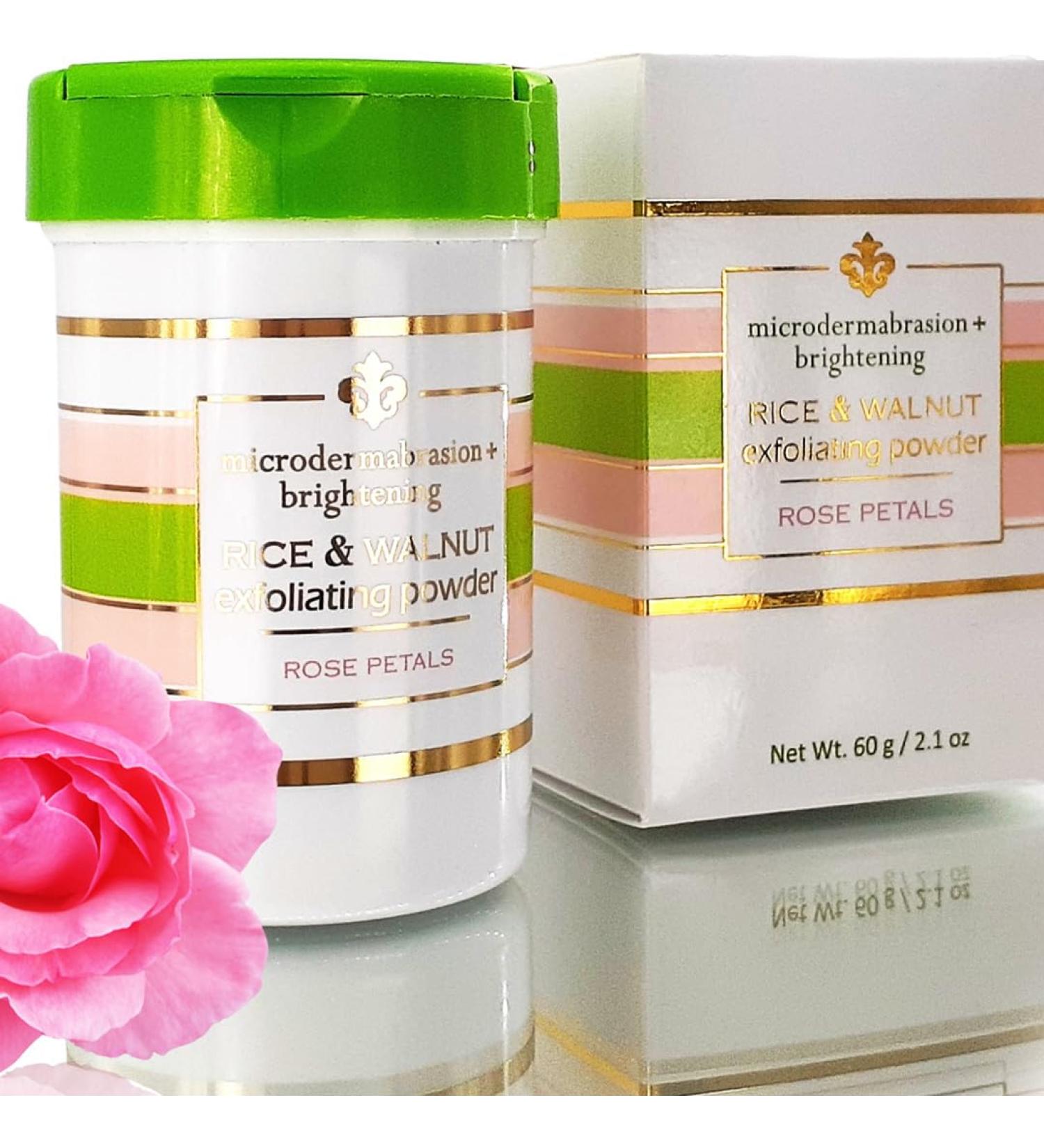 Buy 100% Natural Rice & Walnut Exfoliating Powder with Rose Petals - Anti-Aging Pore Purifying Scrub 2.1 oz - Made in USA - International Shipping Available - Buy Online on GoSupps.com