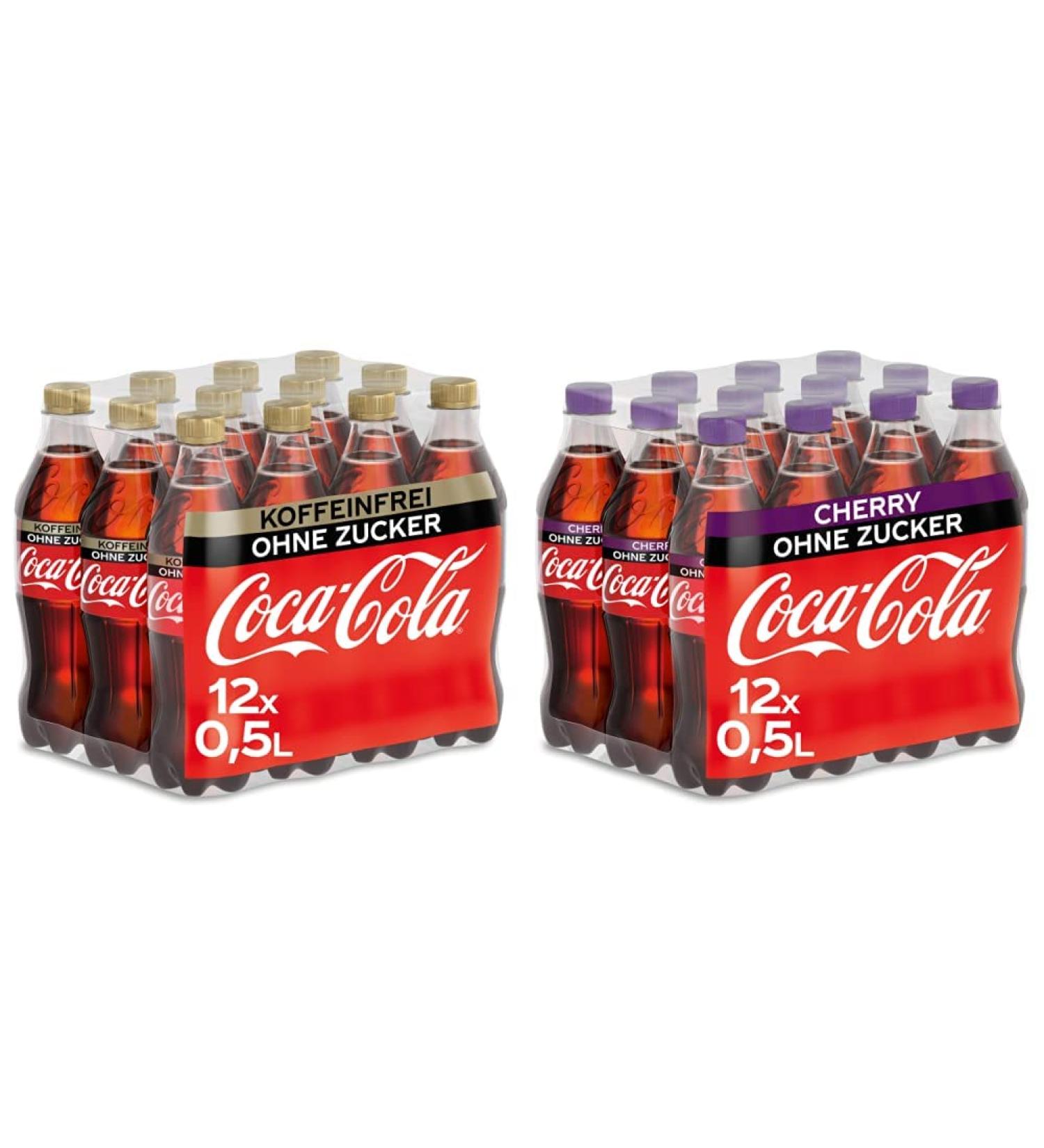 Coca-Cola Zero Sugar Caffeine-Free Soft Drink & Cherry Bundle - 12 x 500ml | No Sugar Refreshment - Buy Online on GoSupps.com