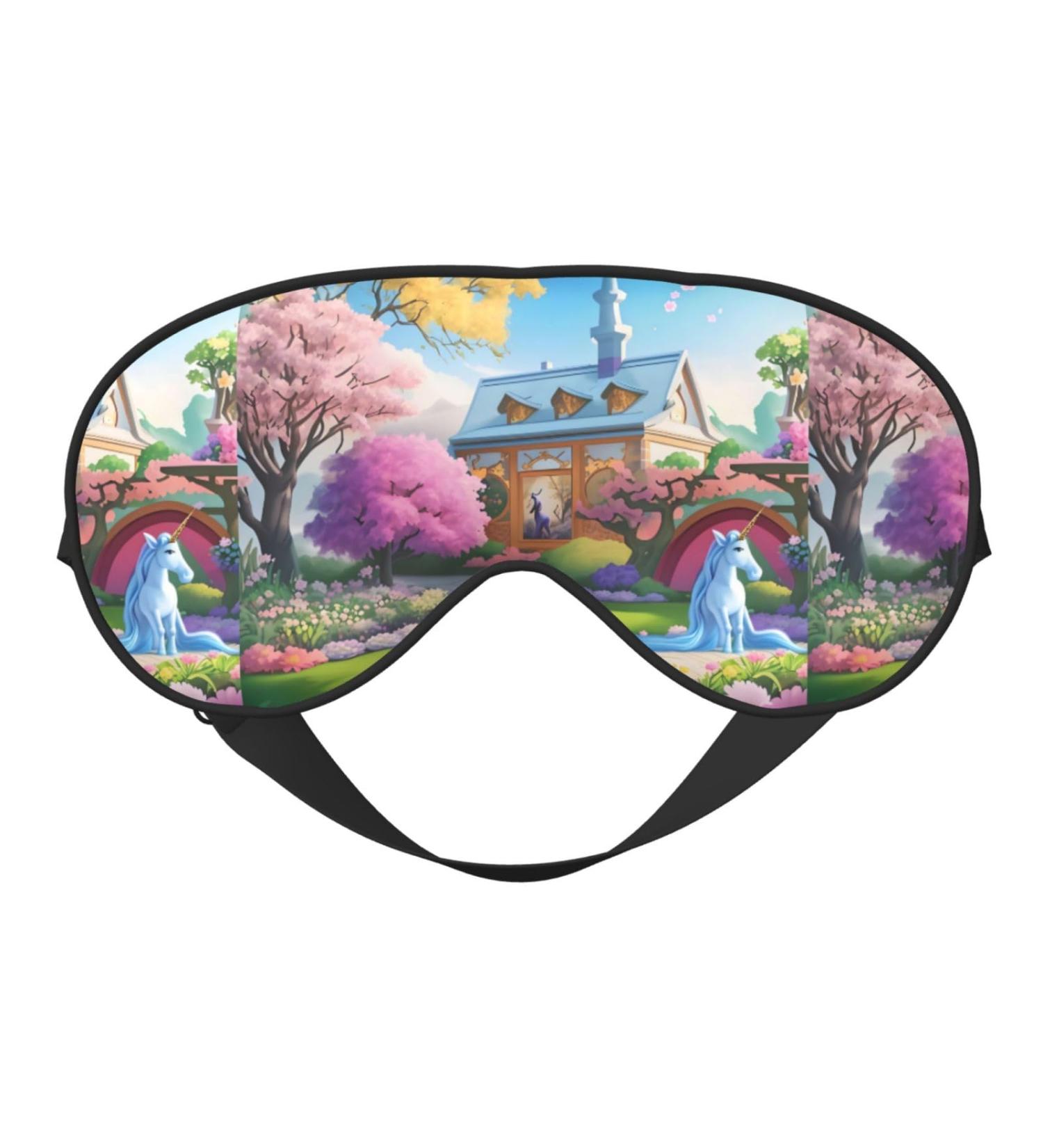 Unicorn Fairy Tale Eye Mask - Adjustable Blackout Sleep Mask for Home Travel Yoga & Office - Unisex Design - Buy Online on GoSupps.com