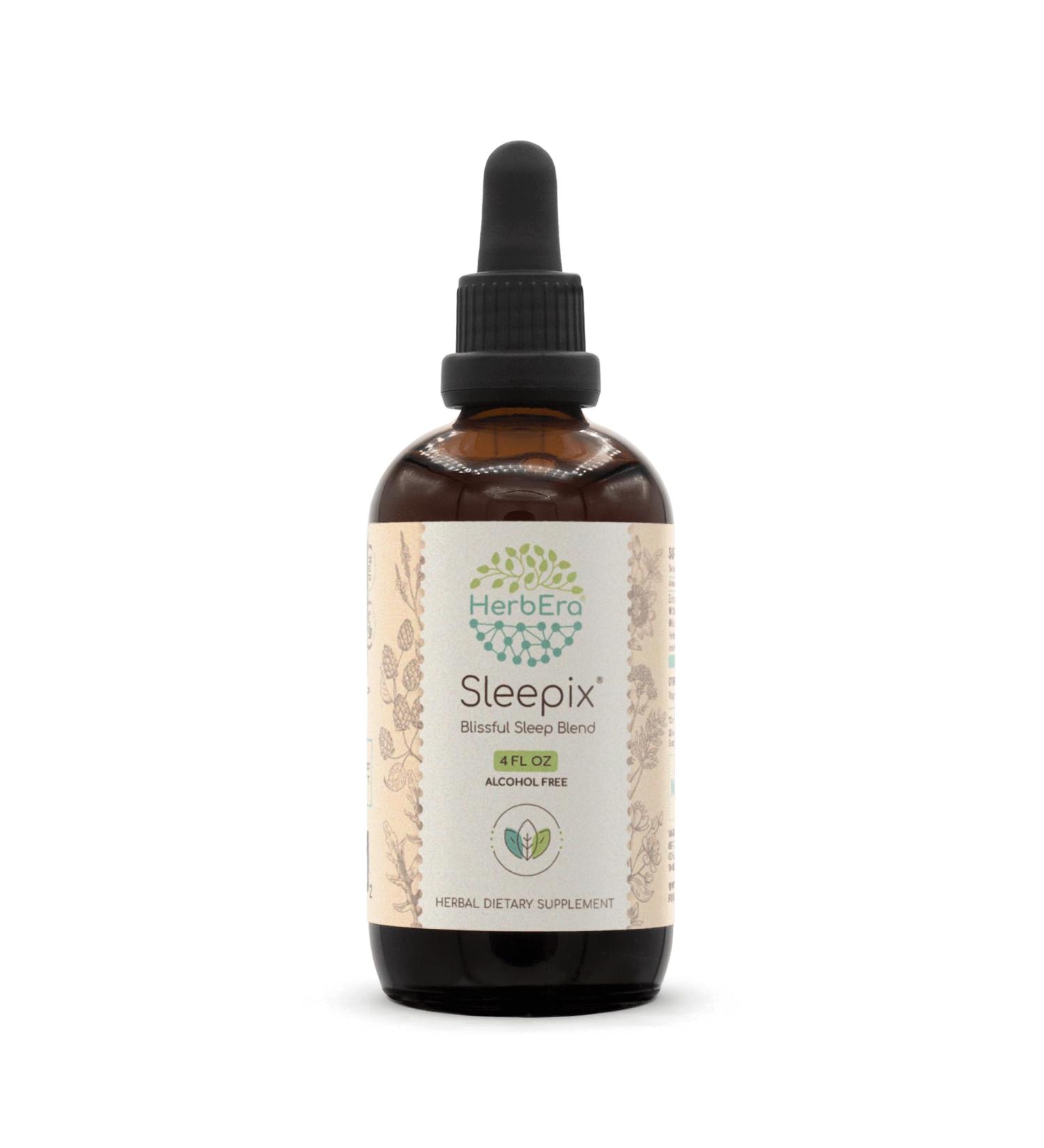 HerbEra Sleepix B120 Alcohol-Free Extract Tincture, Concentrated Liquid Drops: Valerian Root, Wild Lettuce Herb, Blue Vervain Herb, Hops Flower, Passionflower Herb, St. John's Wort Herb. 4 Oz 4 Fl Oz (Pack of 1) - Buy Online on GoSupps.com