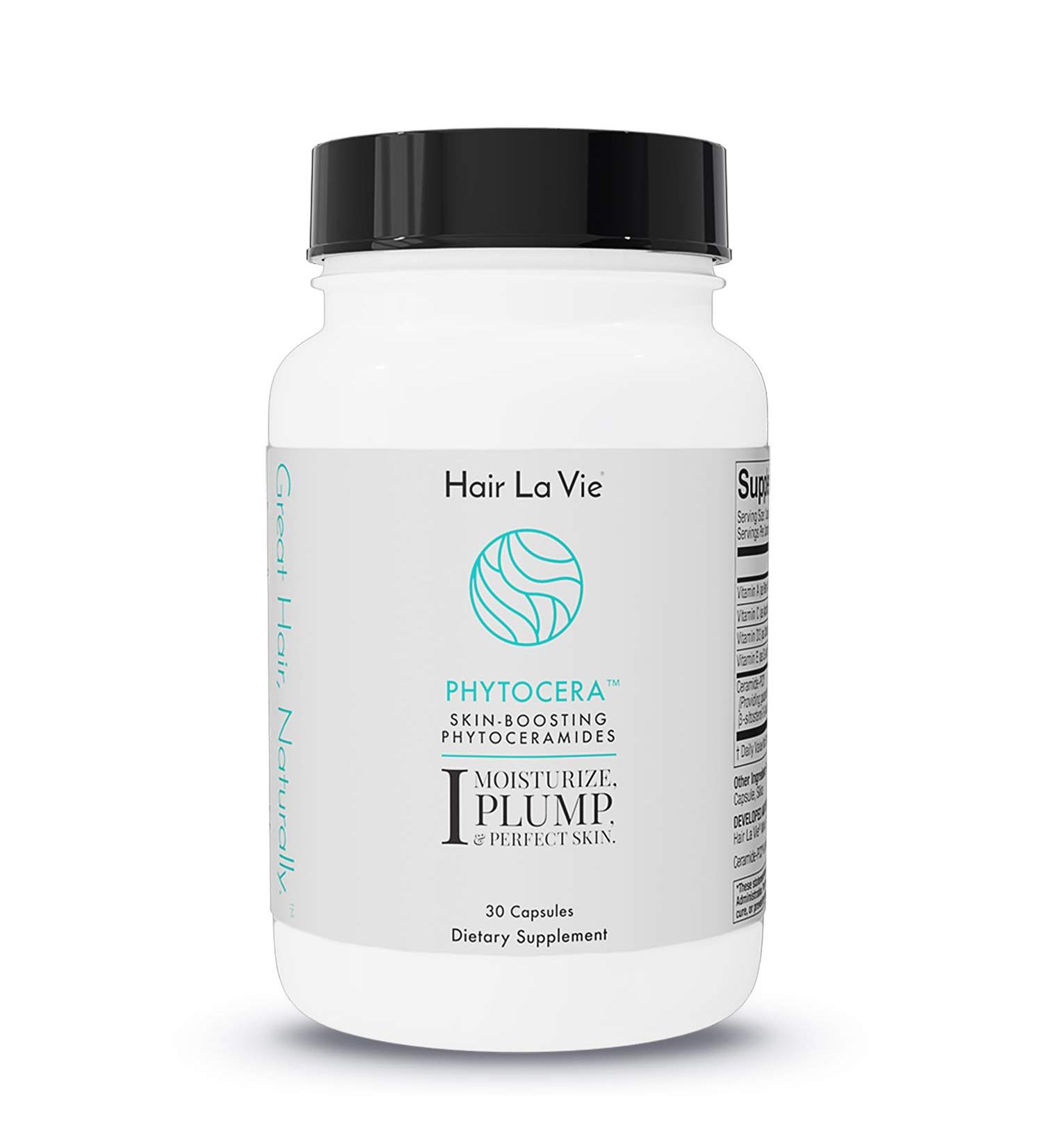 Hair La Vie Phytocera Dry Skin Supplement for Women - Rice Based Gluten Free Phytoceramides - Anti-Aging Skin Care Vitamins - Buy Online on GoSupps.com