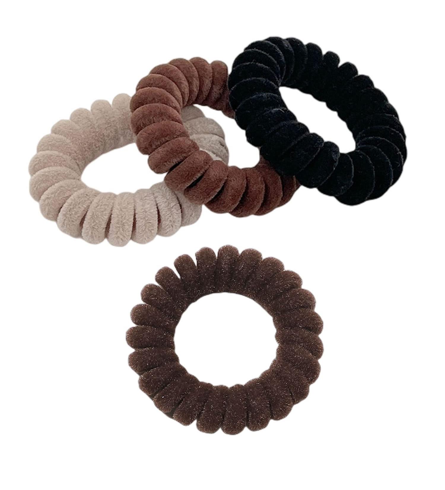 Grutyopkn Velvet Spiral Hair Ties 4 Pack - Elastic No Crease Ponytail Bands for Women - Multi-colored - Buy Online on GoSupps.com