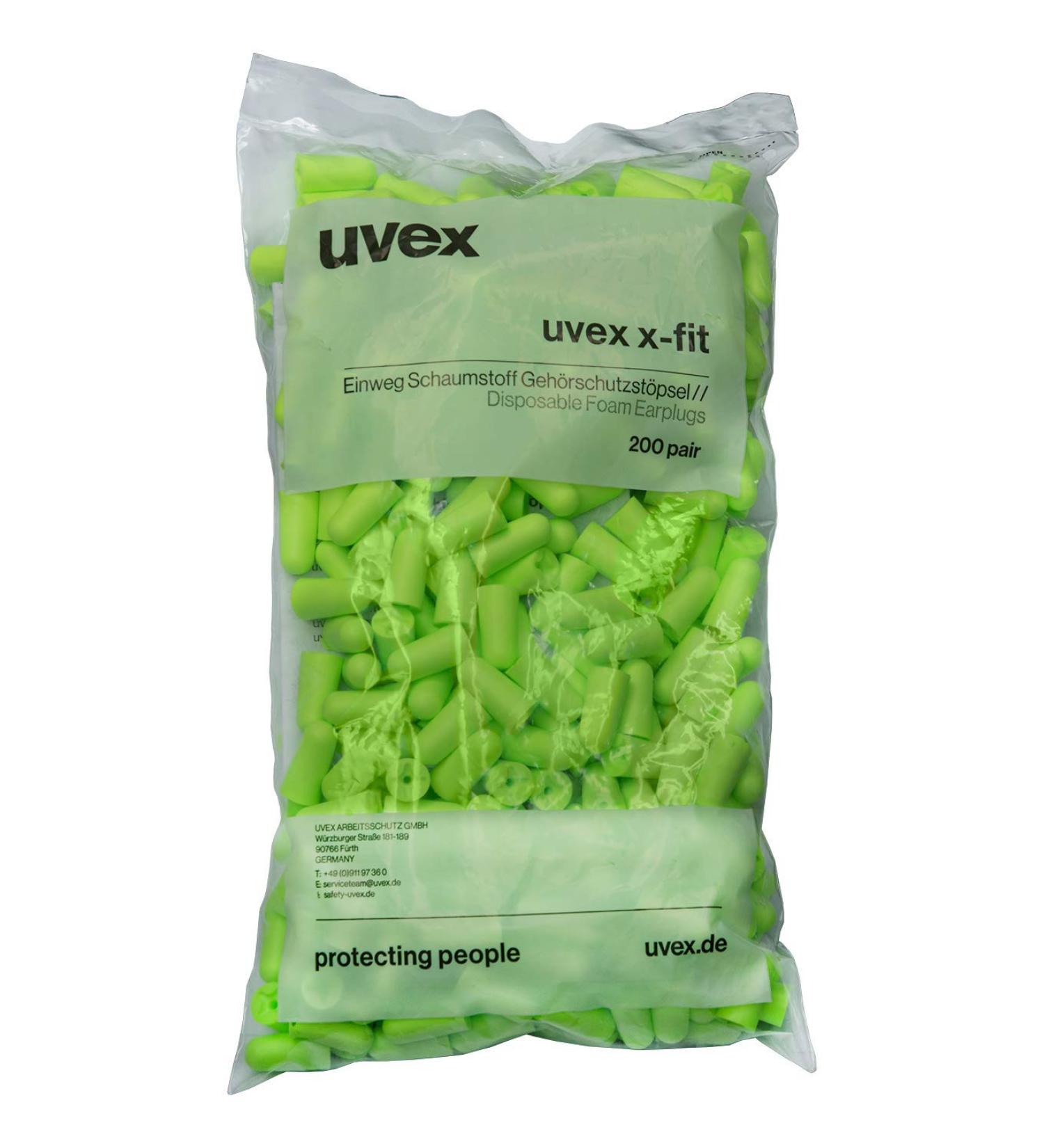 uvex earplugs x-fit Lime refill bag with 200 pairs