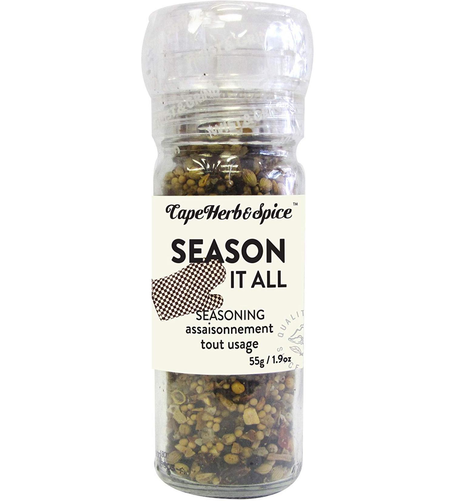 Cape Herb & Spice - Table Top Grinder - Season It All No MSG no artificial flavouring Non-GMO Halal Vegan 6 Count of 55g