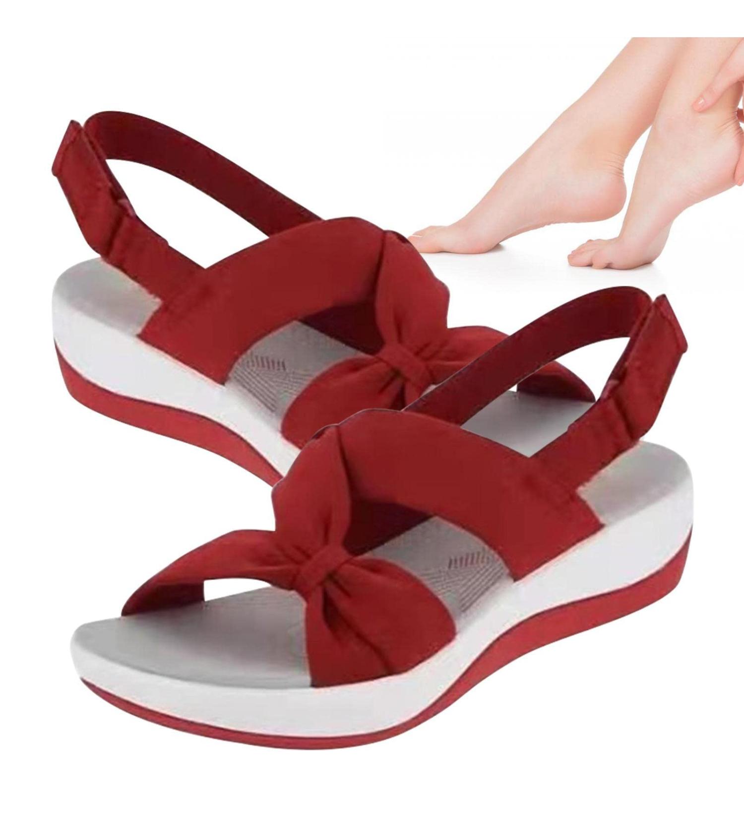 Buy Women's Chaies Sandals with Foot Vault Support - Comfortable Low Wedge Summer Beach Shoes with Adjustable Straps - Elegant 37 EU Red - Buy Online on GoSupps.com