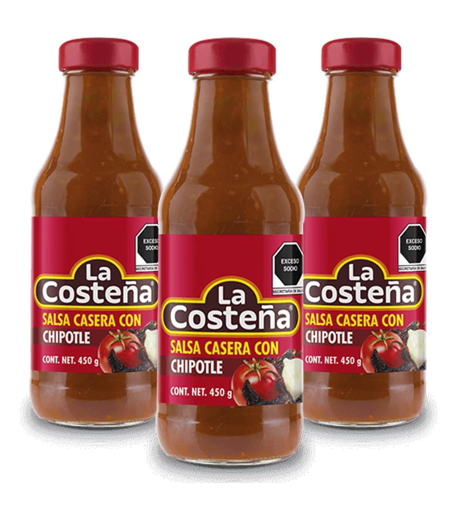 La Costena Salsa Chipotle 450g (Pack of 3) / Homemade Style Mexican Red Salsa Sauce with Chipotle Peppers Hot Salsa Dipping Sauce Pack for Nachos - Buy Online on GoSupps.com