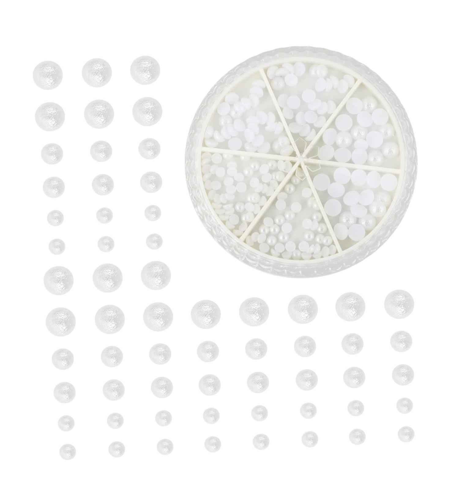 Ipetboom Nail Decoration 1 Box Nail Decorations Manicures Charms Half Pearl Beads Pearl Jewelry Bulk Crafts Pearl Nail Charms Decorative Nail Charms Rhinestone Trim 3d Assorted Abs 6.5X6.5X1cm White - Buy Online on GoSupps.com