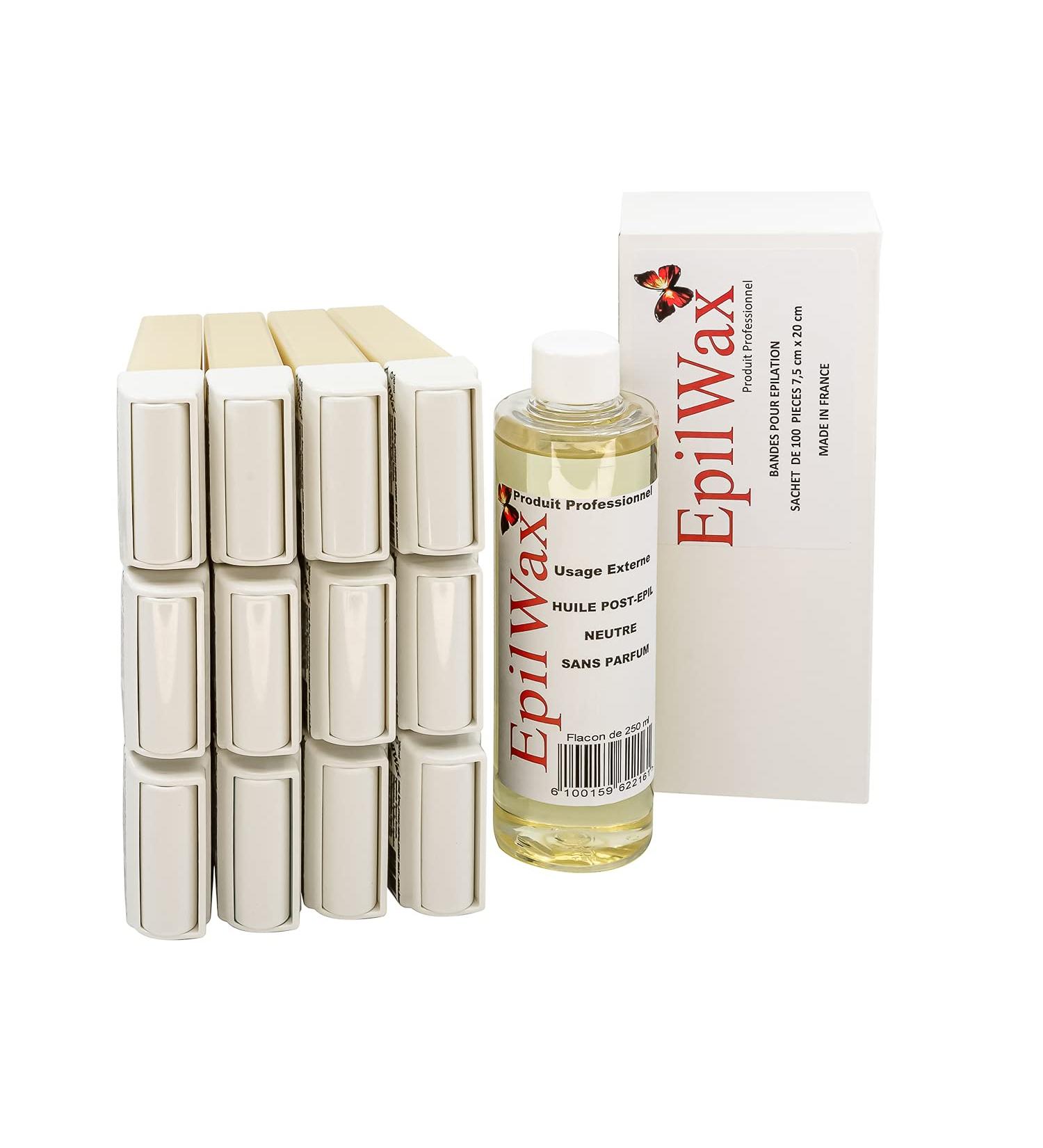 Epilwax Refill Pack - 12 Roll-On Cartridges with Honey 100 Fleece Strips & 250ml Vanilla Neutral Oil for Hair Removal - Buy Online on GoSupps.com