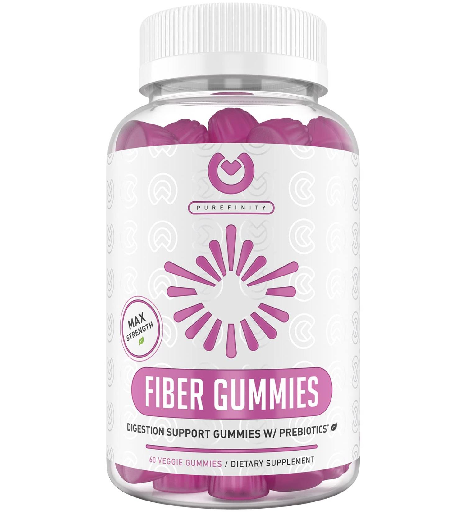 PUREFINITY Fiber Gummies - Sugar Free Prebiotic Chicory Root Inulin, 60 Vegan Gummies for Digestive Health & Constipation Relief - Buy Online on GoSupps.com